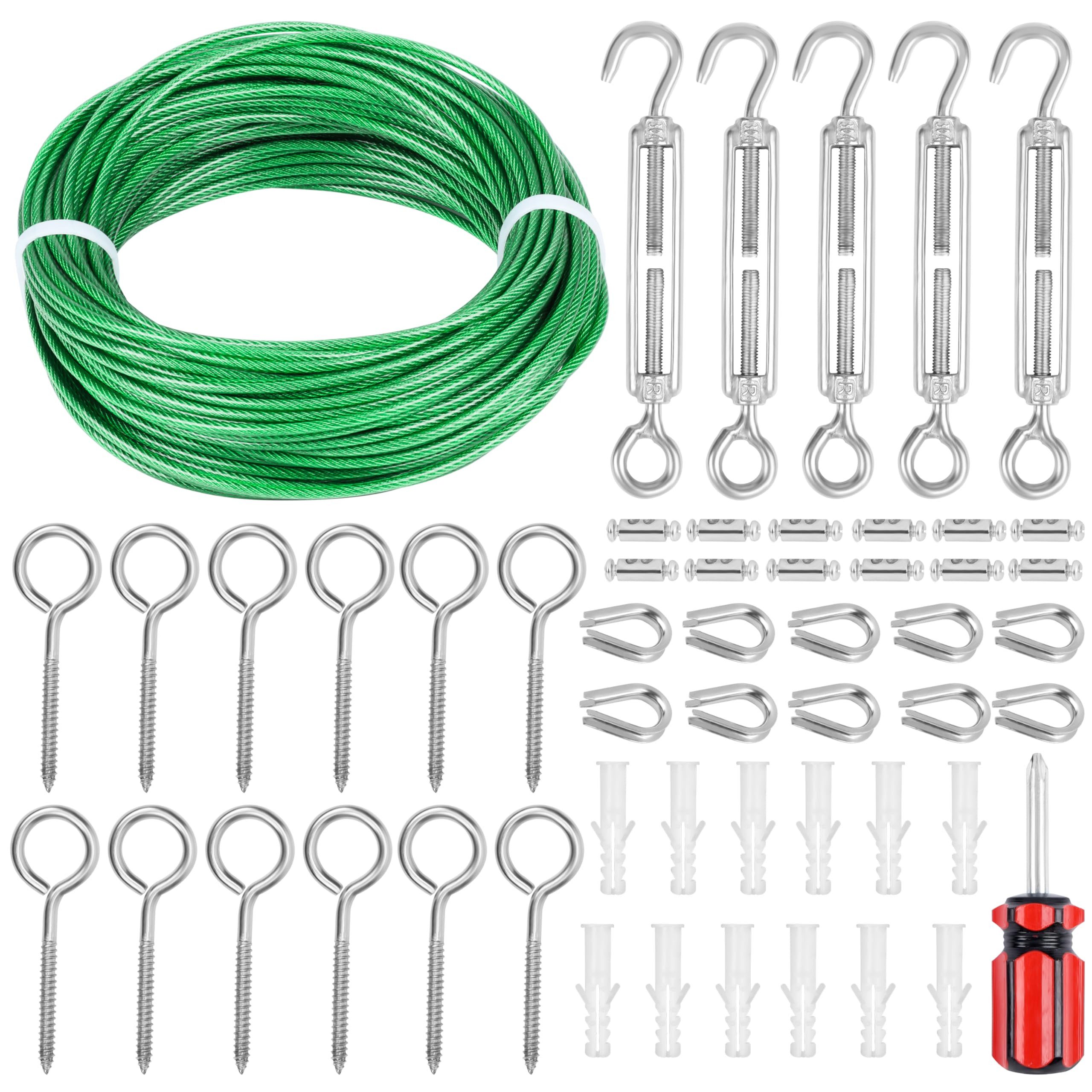 Spanngurt Belle Vous Gartendrahtseil & M5-Spannschloss-Kit - 30m Gartendraht für