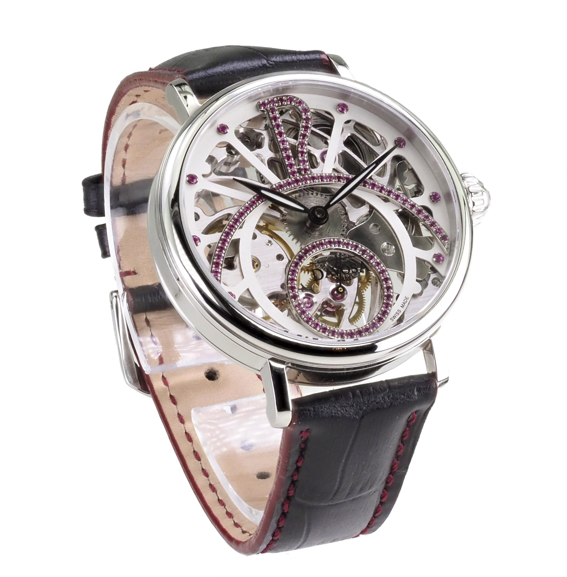 Davosa Mechanische Uhr Swiss Made 165.500.60 Unisex Uhr 42 mm Ø Grande Diva Handaufzug Skeleton Grande Diva, skelettiert mit 100 roten Zirkonia