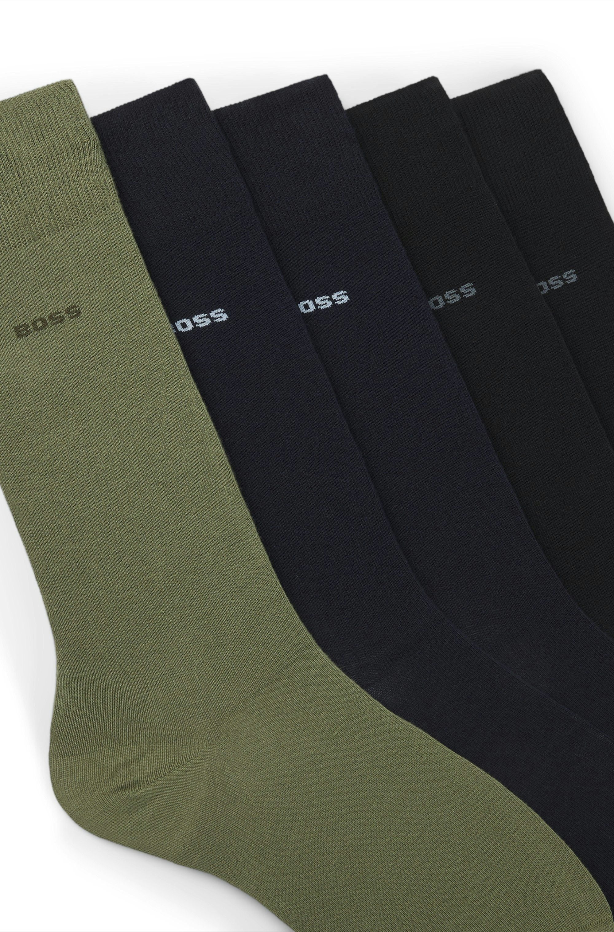 BOSS Basicsocken aus Baumwoll-Mix im Fünferpack