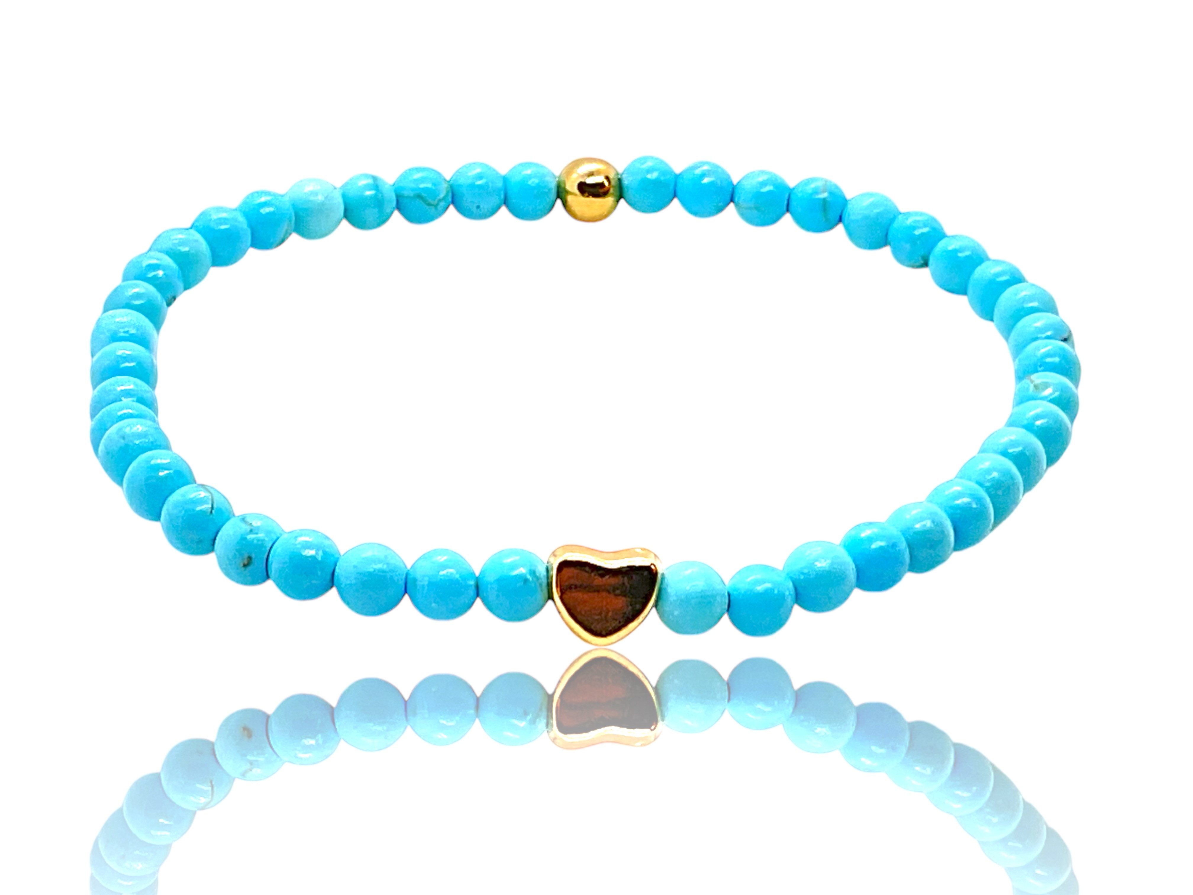 Steinfixx® Perlenarmband Türkis Edelsteinarmband mit 333 vergoldeten Elemen günstig online kaufen