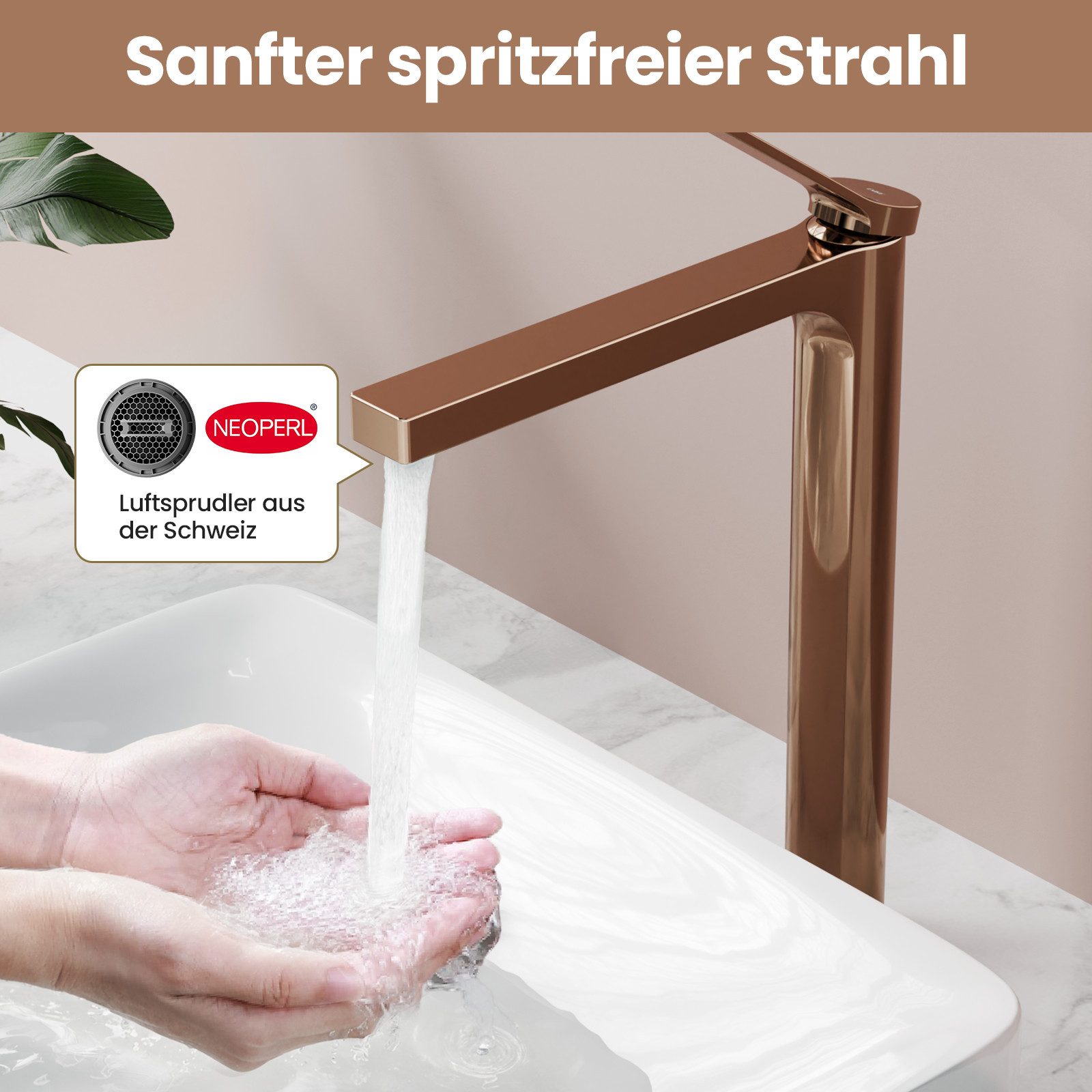 EMKE Waschtischarmatur Bad Wasserhahn aus Kupfer günstig online kaufen