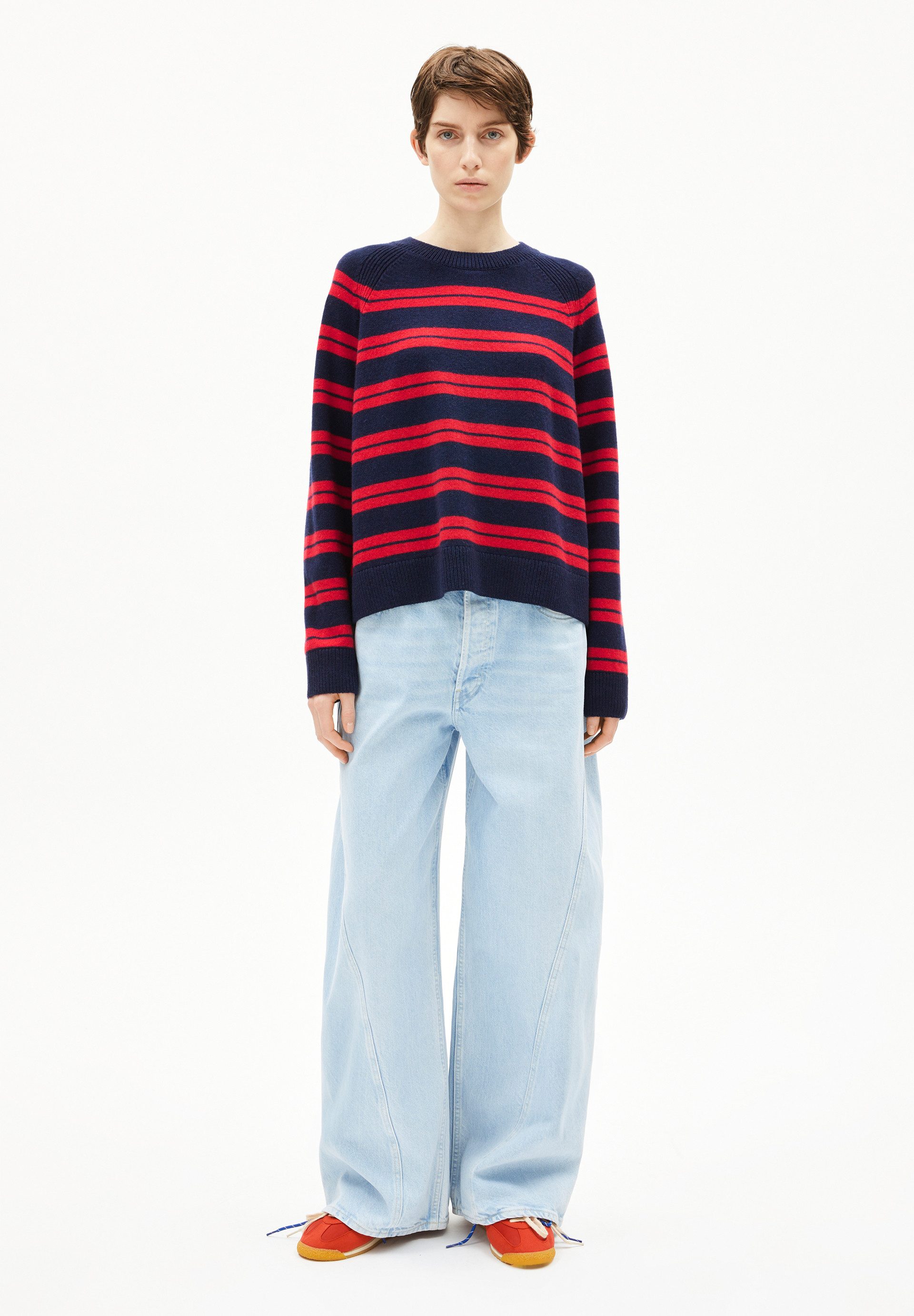 Armedangels Strickpullover LILIRIAA FINE STRIPES Pullover aus Bio-Woll Mix Loose Fit