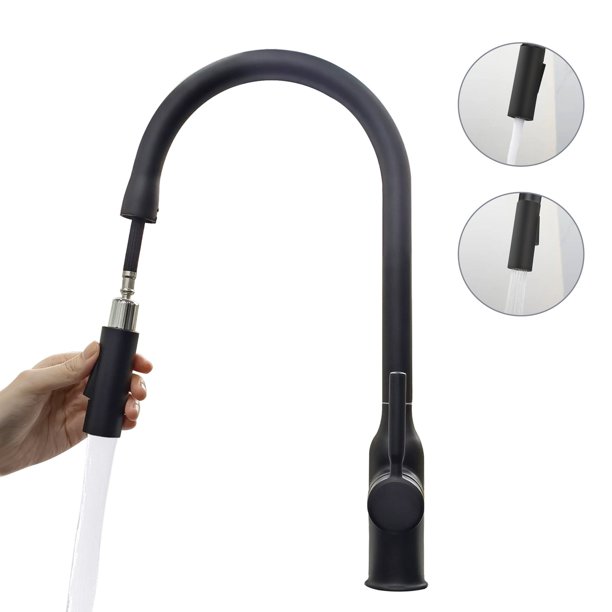 SEHAUSEU Küchenarmatur Wasserhahn Küche Bad Spültischarmatur Waschtischarmatur ausziehbar mit Ausziehbrause
