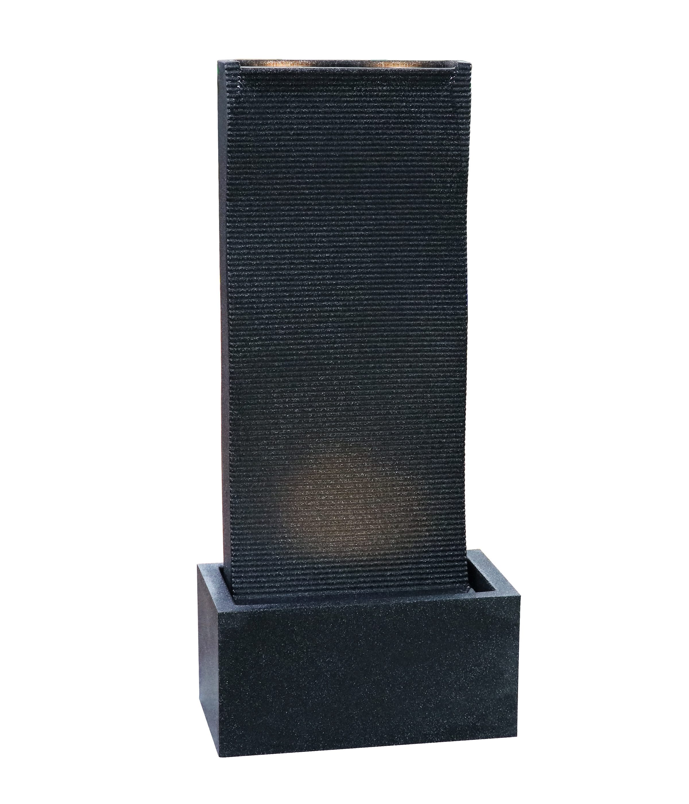 Dehner Gartenbrunnen Altero, mit LED Beleuchtung, 49 x 107 x 26.5 cm, Polyethylen, schwarz, 49 cm Breite, frostbeständig, solarfähiges Wasserspiel, inkl. Pumpe / Trafo