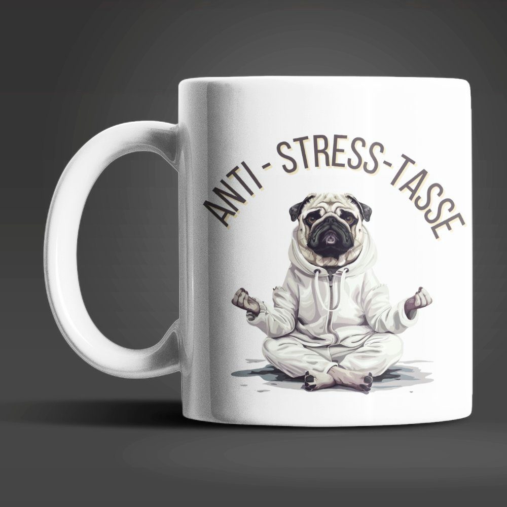 WS-Trend Tasse Yoga Hund Anti Stress Keramik Kaffeetasse Teetasse, Keramik, 325 ml