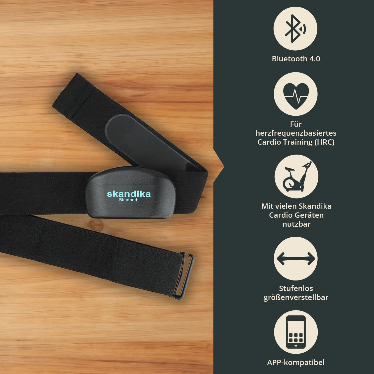 Skandika Brustgurt Pulsmesser Bluetooth, Herzfrequenzmesser für Sportgeräte, Pulsmessung, Herzfrequenzmesser für Sportgeräte