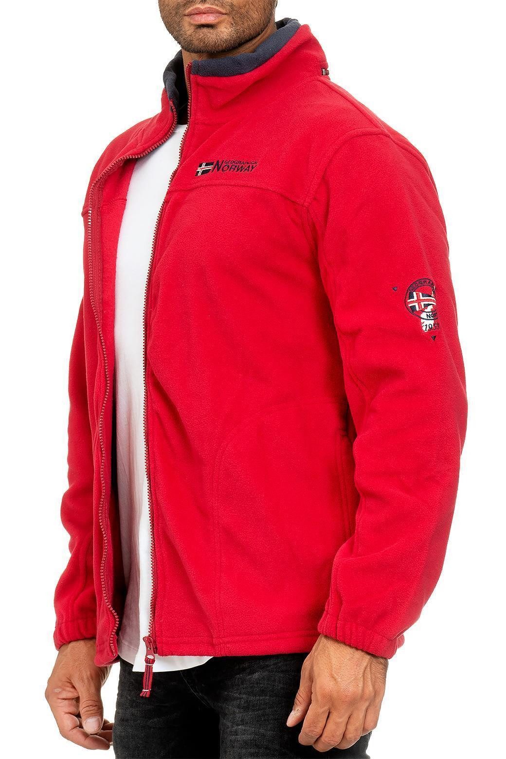 Geographical Norway Fleecejacke Herren Regular Fit Jacke batamazonie Red XL mit eingelassener Kapuze