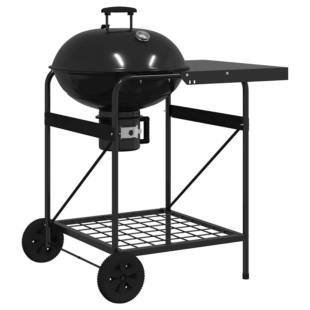 vidaXL Grillkamin Outdoor Grill Mit Rad Schwarz 91 x 71 x 107 cm Metall