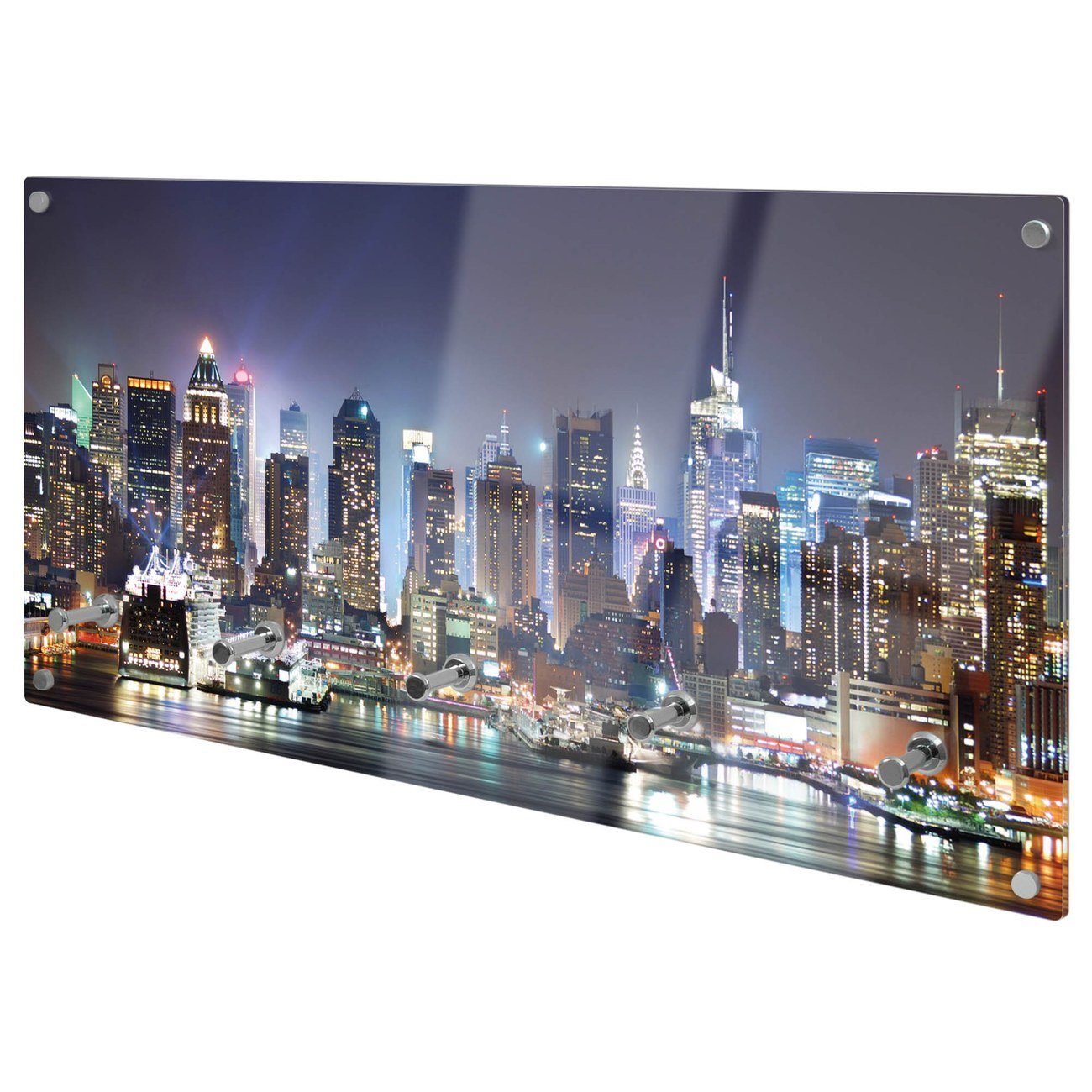 banjado Garderobenleiste Glas New York (Wandgarderobe, mit verchromten Hake günstig online kaufen