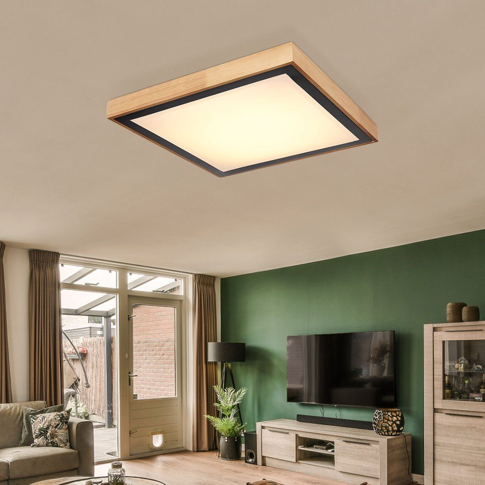 Globo LED Deckenleuchte, LED-Leuchtmittel Deckenlampe Warmweiß, Deckenleuchte Landhausstil Schlafzimmer fest CCT Holzleuchte verbaut