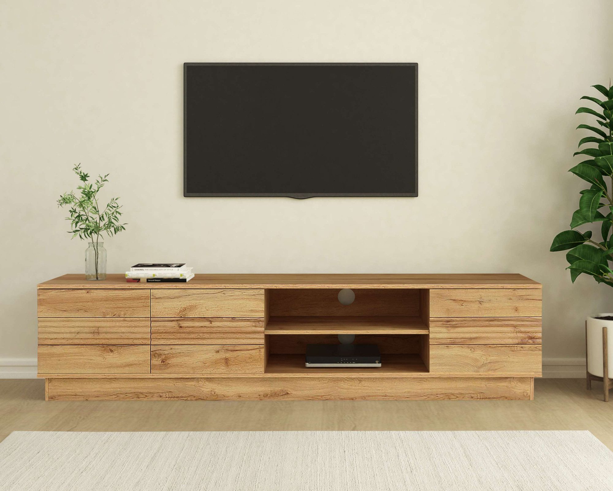 OTTO home Lowboard Angers, Lowboard mit Push-to-open und Kabeldurchführung, Breite 200 cm