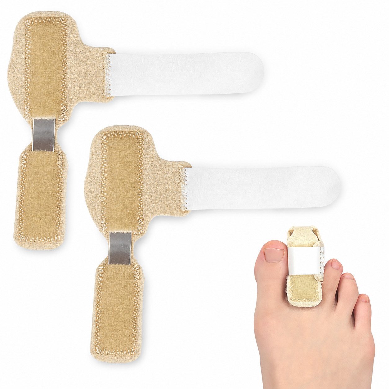COOL-i ® Fingerbandage Zehenschiene verstellbar,Zehenbandage mit Aluminiumstütze, atmungsaktiv & rutschfest für Alltag & Schuhe