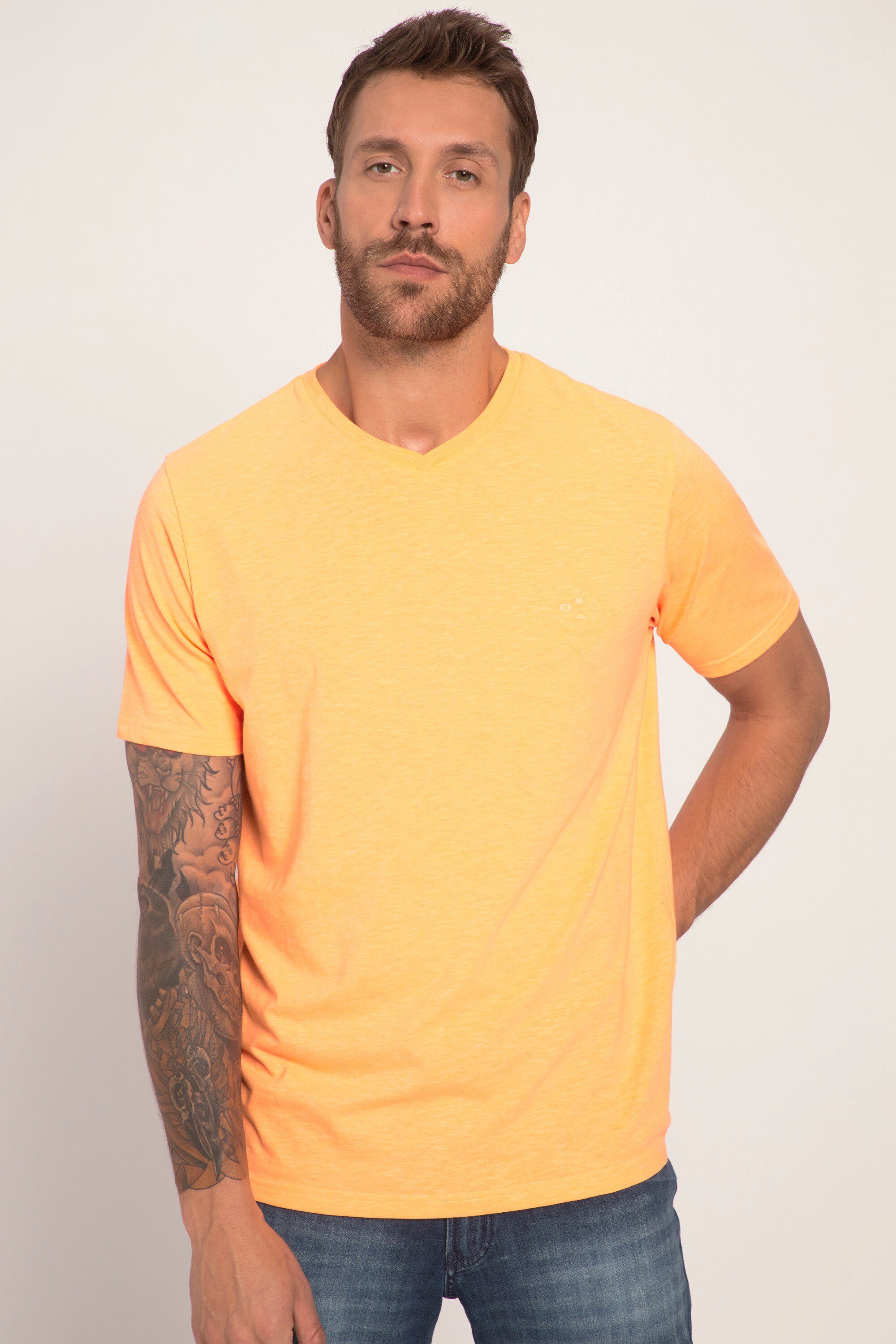 V-Ausschnitt T-Shirt neon Halbarm JP1880 T-Shirt orange