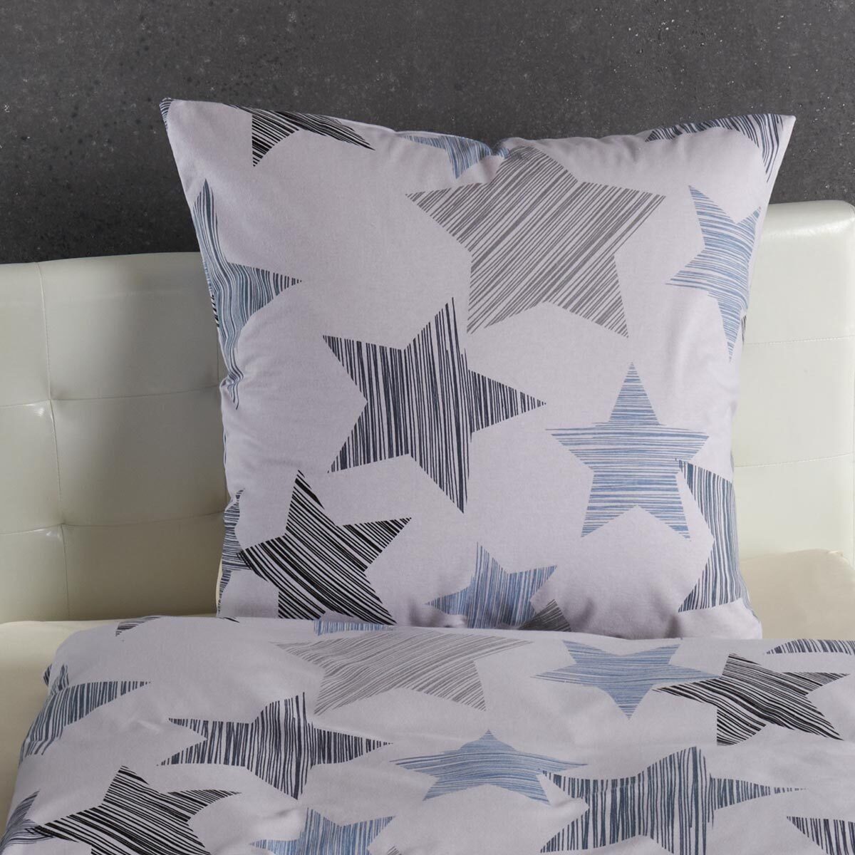 TRAUMSCHLAF Bettwäsche Sterne blau, Biber, 3 teilig, hochwertige Biber Qual günstig online kaufen