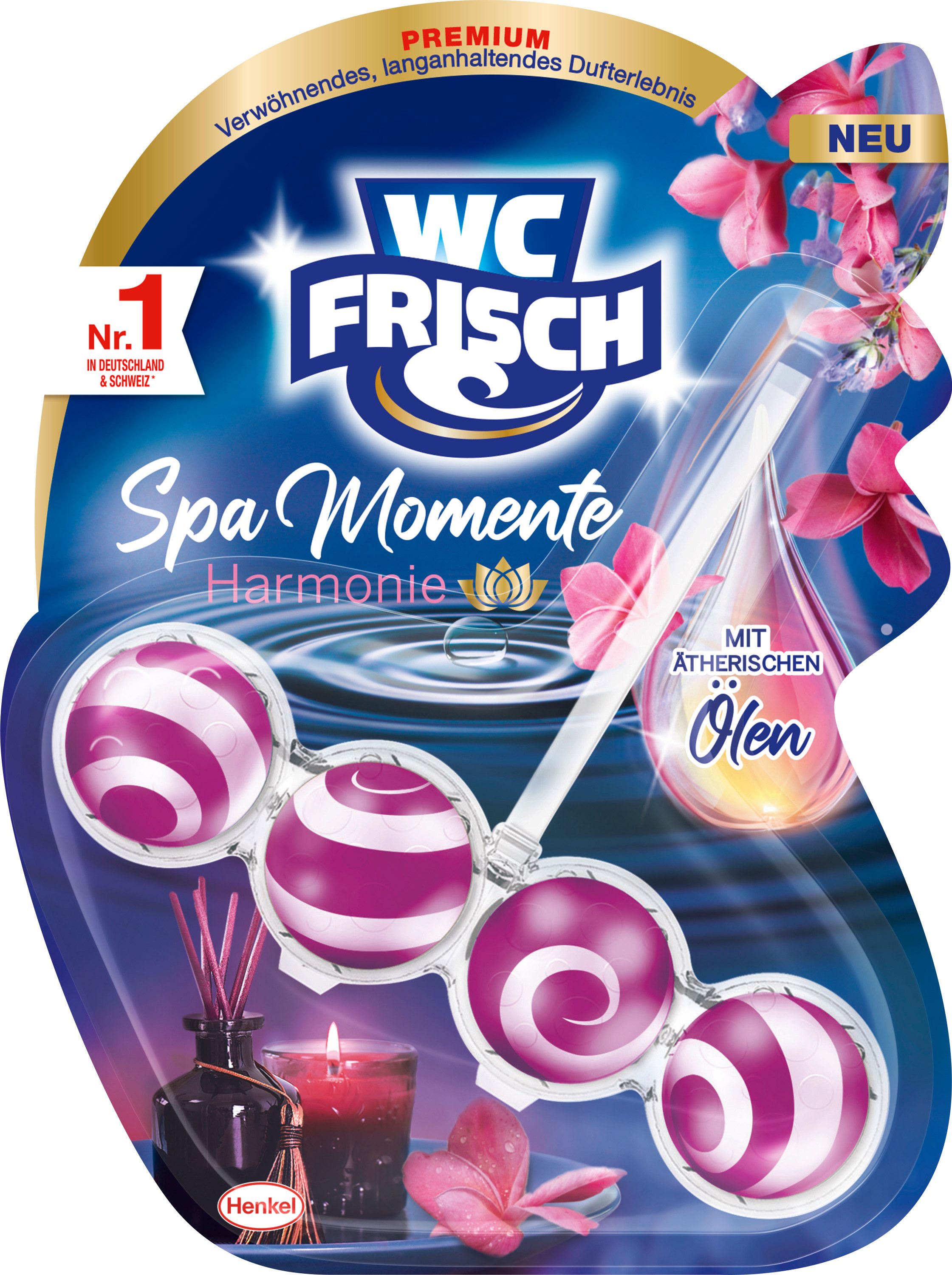 WC Frisch WC FRISCH Spa Momente Duftspüler Harmonie WC Reiniger 50g Очиститель туалета (Premiun Duft, [1-St. mit ätherischen Ölen & 4-fach Effekt)