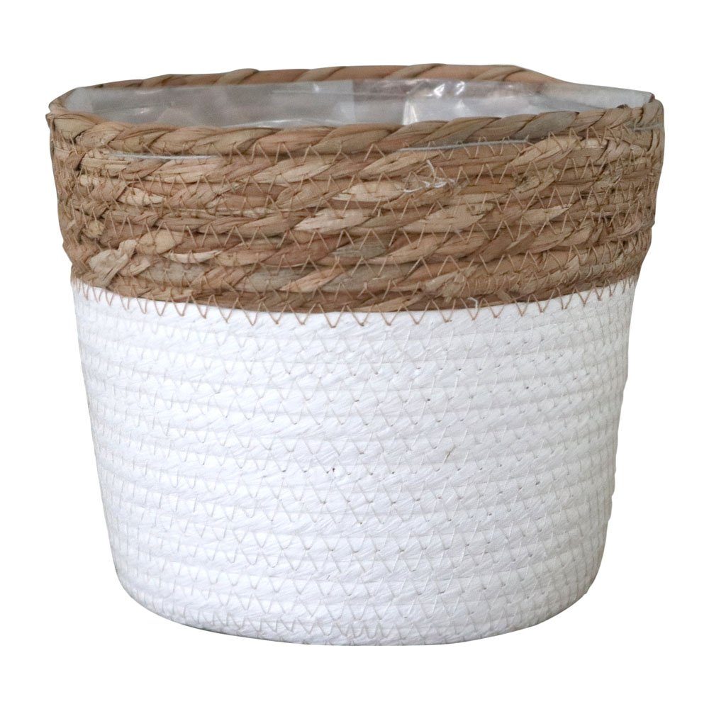 Grafelstein Blumentopf Pflanzkorb BREEZY weiß mit braunem Rand D20cm Pfla günstig online kaufen