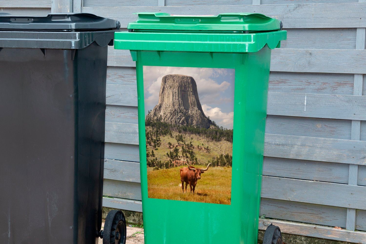 Stier Mülleimer-aufkleber, Teufelsturm St), in Wyoming (1 Sticker, Wandsticker Container, einem Mülltonne, MuchoWow Abfalbehälter mit