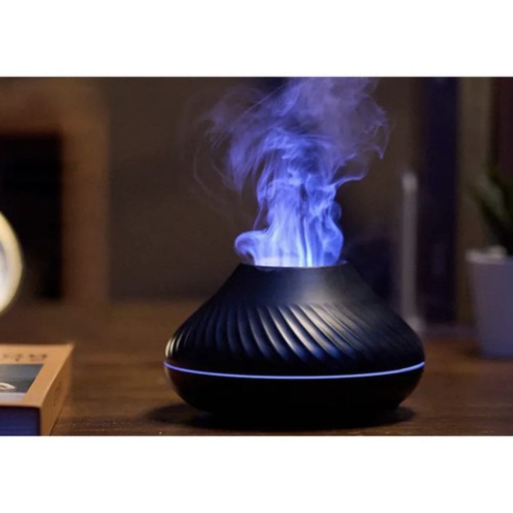 Ruhhy Diffuser Aromadiffusor Luftbefeuchter, 0,13 l Wassertank, 3-in-1-Gerät, RGB-LED-Lampe mit Feuereffekt