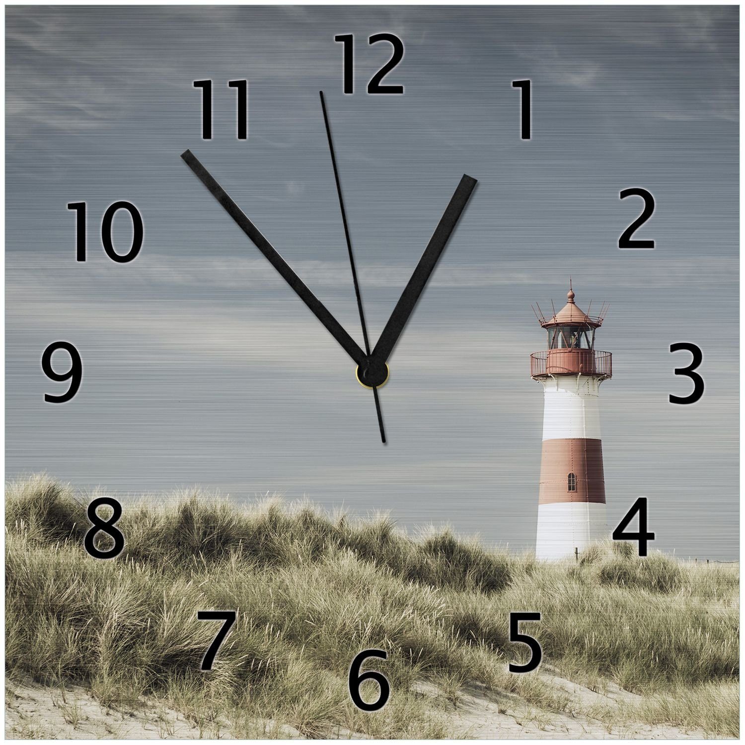 Wallario Wanduhr Leuchtturm auf der Düne am Strand (Aluverbunduhr)