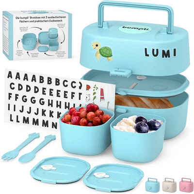 bumpli® Lunchbox Kinder Brotdose mit 6 Fächern & gratis Namenssticker - sichere Nutzung, BPA-freie und auslaufsichere Vesperdose