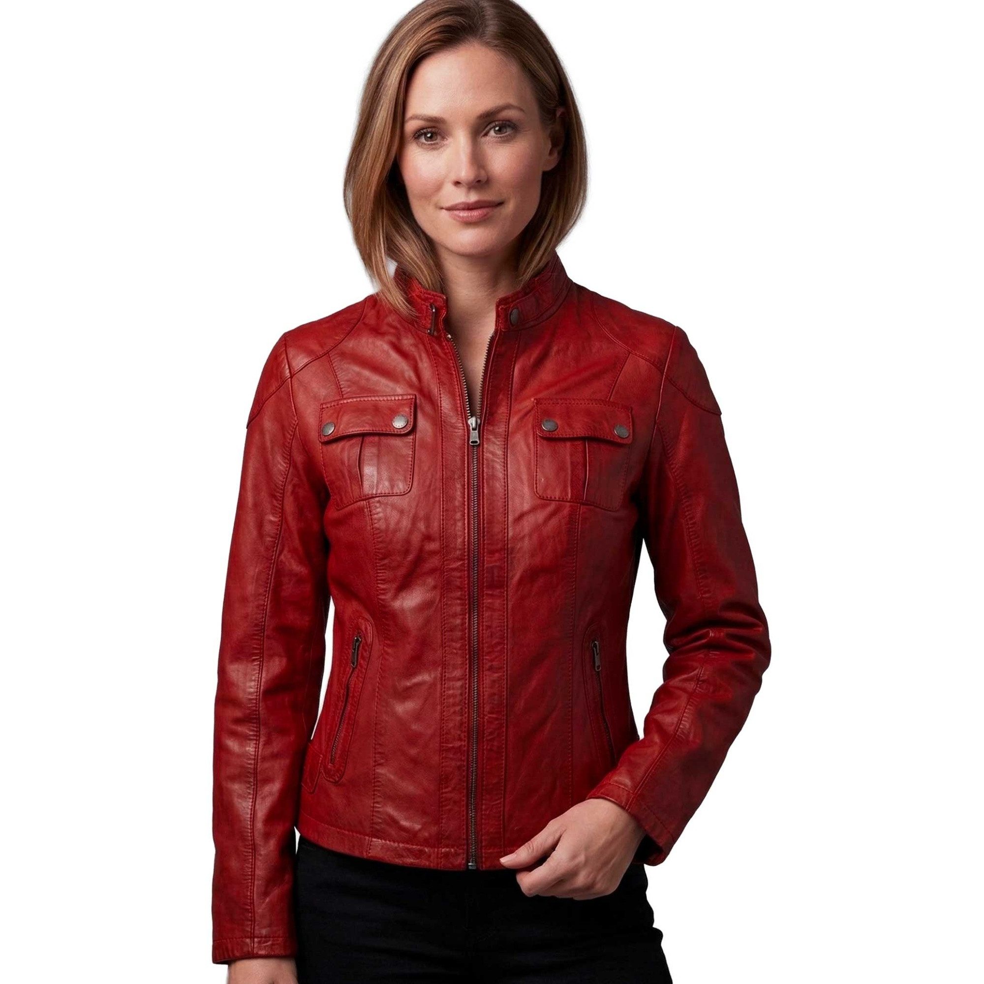 7eleven Lederjacke Anita 7eleven - Damen Lederjacke Lammnappa rot