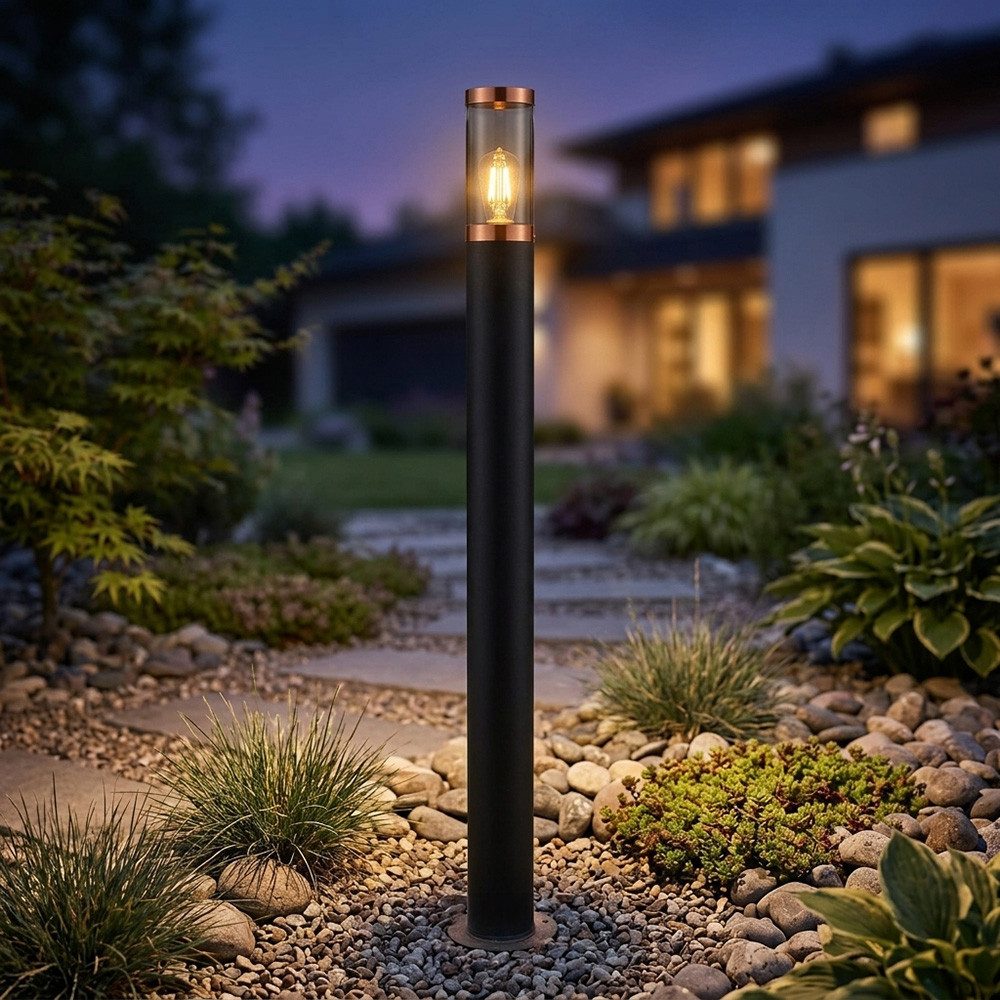 GLOBO LIGHTING Außen-Stehlampe, Leuchtmittel nicht inklusive, Wegeleuchte Pollerleuchte außen Gartenlampen schwarz H 110 cm