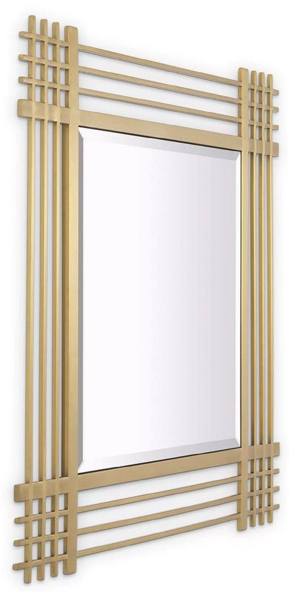 Casa Padrino Wandspiegel Luxus Edelstahl Wandspiegel Messingfarben 100 x 3 x H. 100 cm - Wohnzimmer Spiegel - Schlafzimmer Spiegel - Garderoben Spiegel - Luxus Möbel