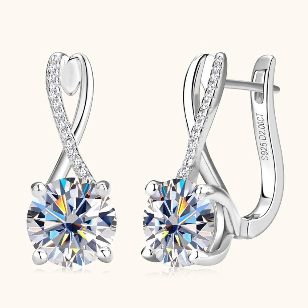 ROUGEMONT Creolen-Set Luxuriöse Moissanit Damen Creolen 925 Sterling Silber 18K Gold, Echtschmuck mit Echtheitszertifikat