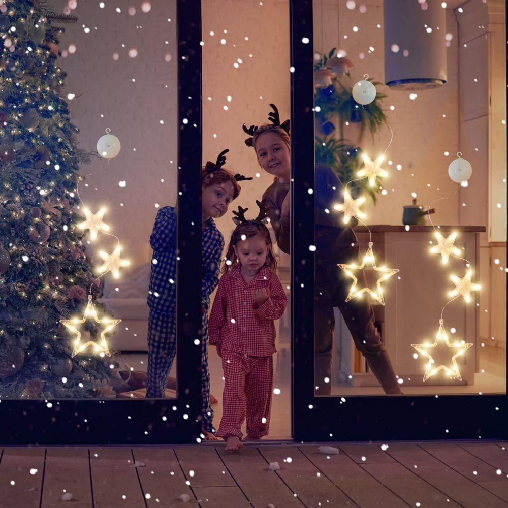JOYOLEDER Fensterleuchter Weihnachtsbeleuchtung Hängende Weihnachtsdeko Lichterkette