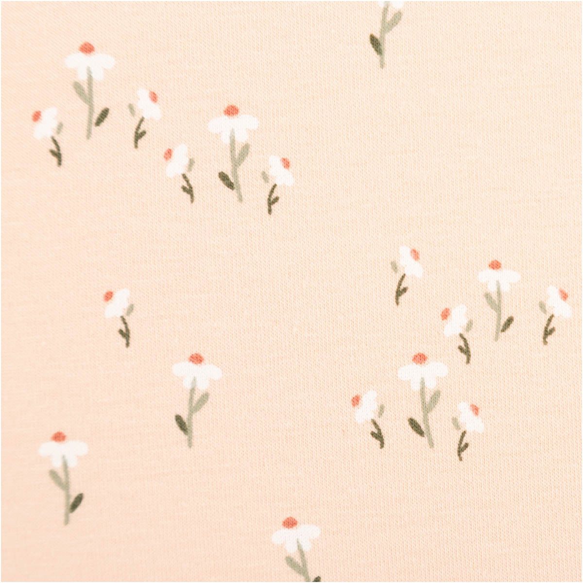 SCHÖNER LEBEN. Stoff Baumwolljersey Blumen rosa grün weiß Meterware 1,50m, allergikergeeignet