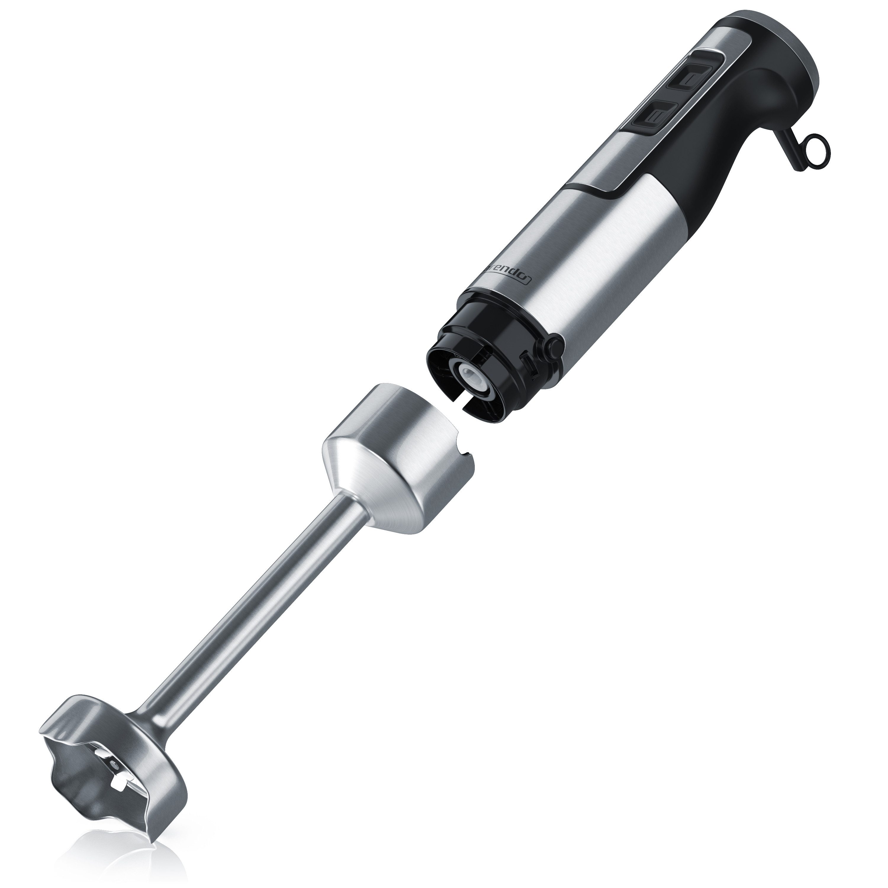 Arendo Stabmixer Pürierstab, Edelstahl, Handmixer, stufenlose Regelung, silber, 1000 W, Turbotaste, Abnehmbarer Mixfuß, 4-flügeliges Edelstahlmesser