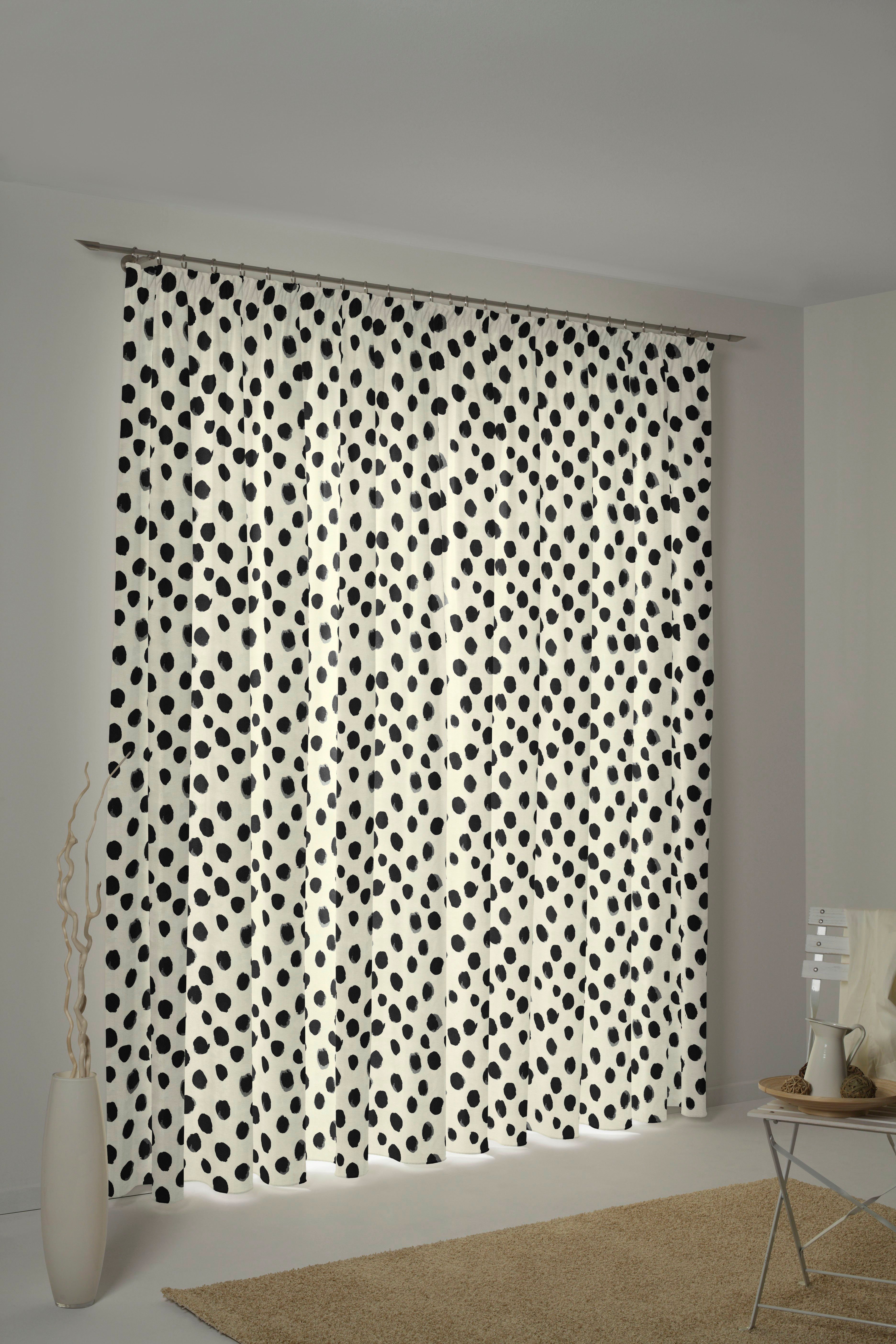 Kräuselband naturweiß/schwarz nachhaltige Vorhang Materialien Jacquard, Dots, Adam, St), (1 blickdicht,