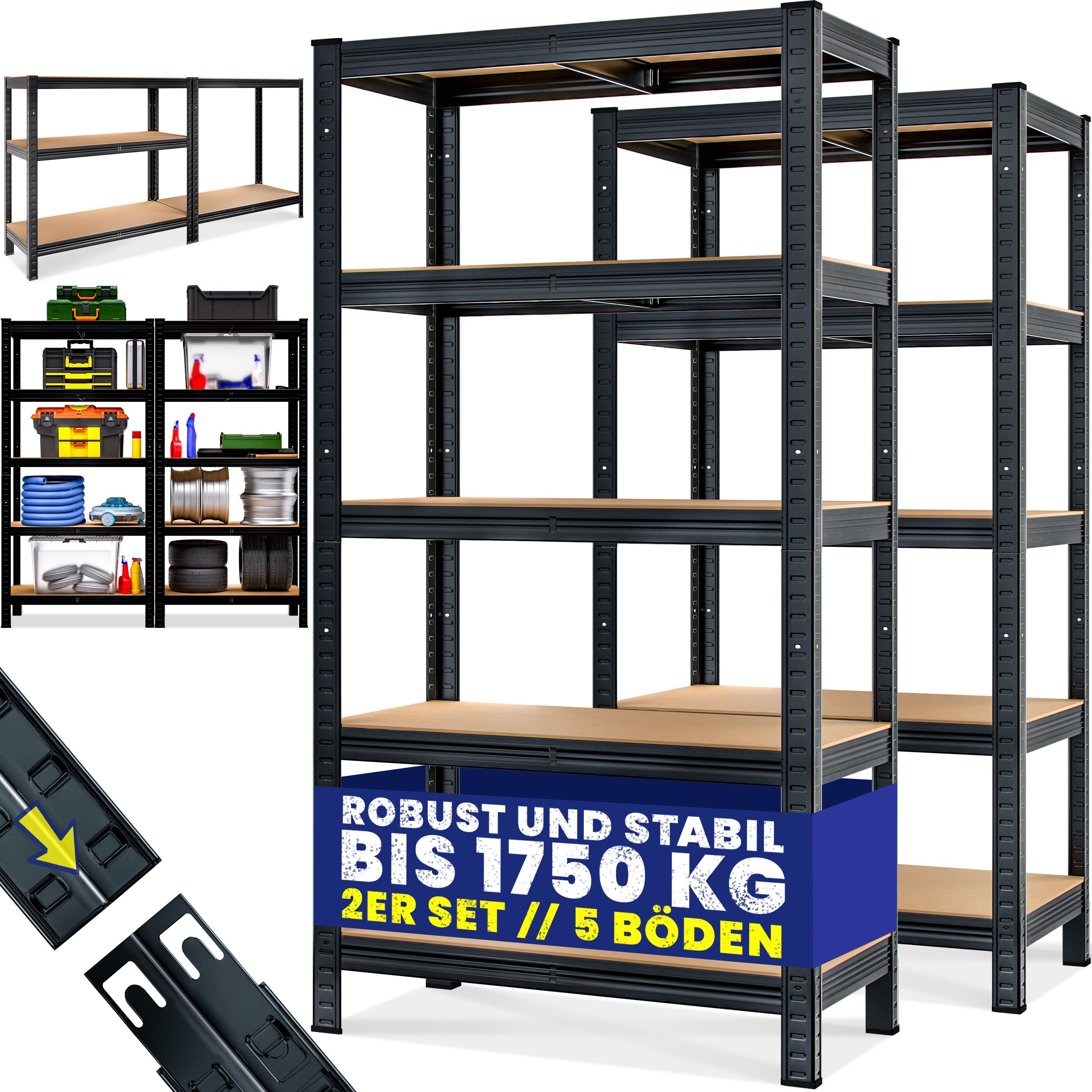 monzana Schwerlastregal, 2x 180x90x40cm Befestigungsmaterial 1750kg günstig online kaufen