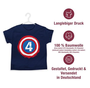 Shirtracer T-Shirt Superhelden Schild Vier 4. Geburtstag