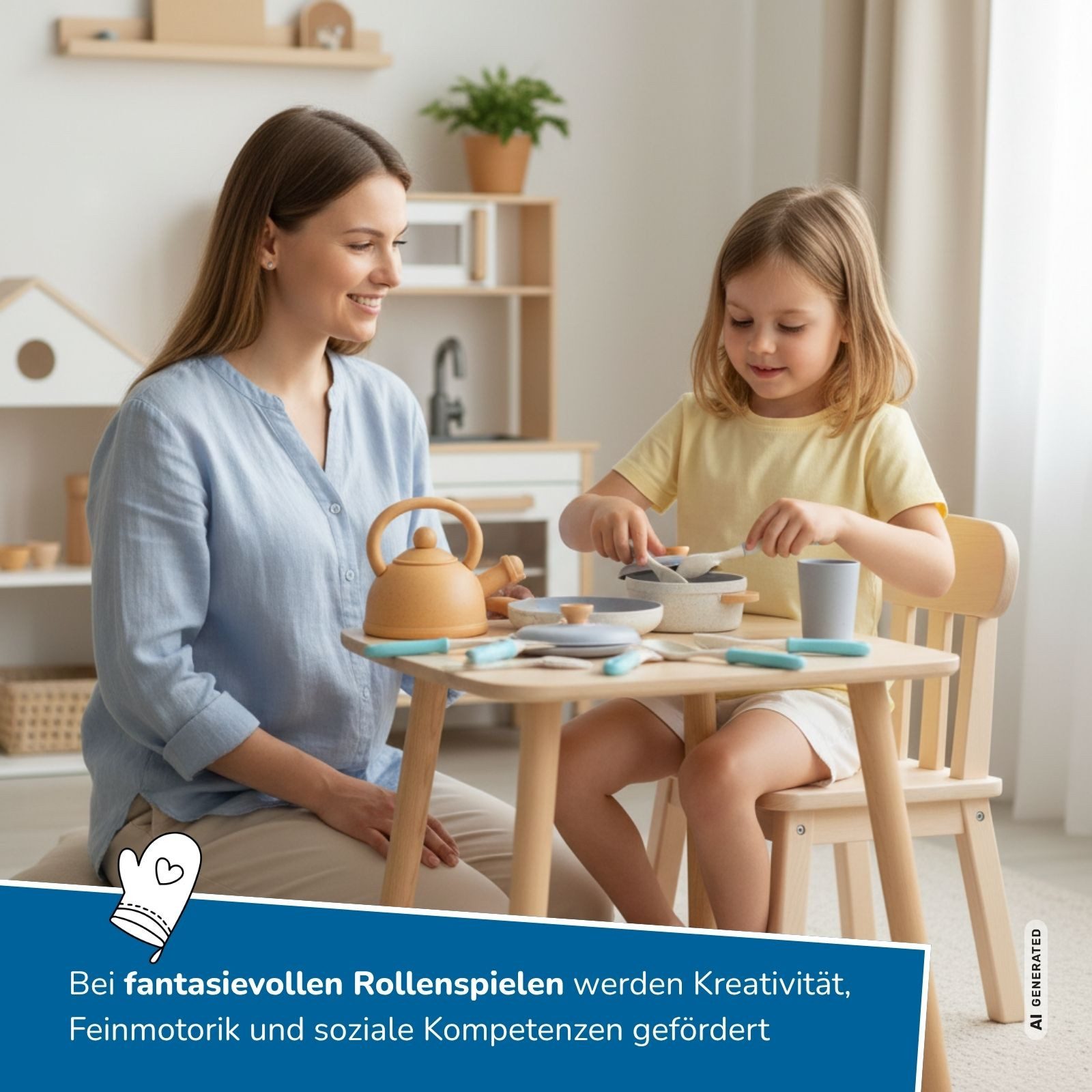 alldoro Spiel-Kochgeschirr Kinderküchen-Zubehör, Koch- und Geschirrset, 14-teilig für Kinder ab 3, Küchenspielzeug-Set mit Töpfen, Pfanne, Geschirr und Küchenhelfern