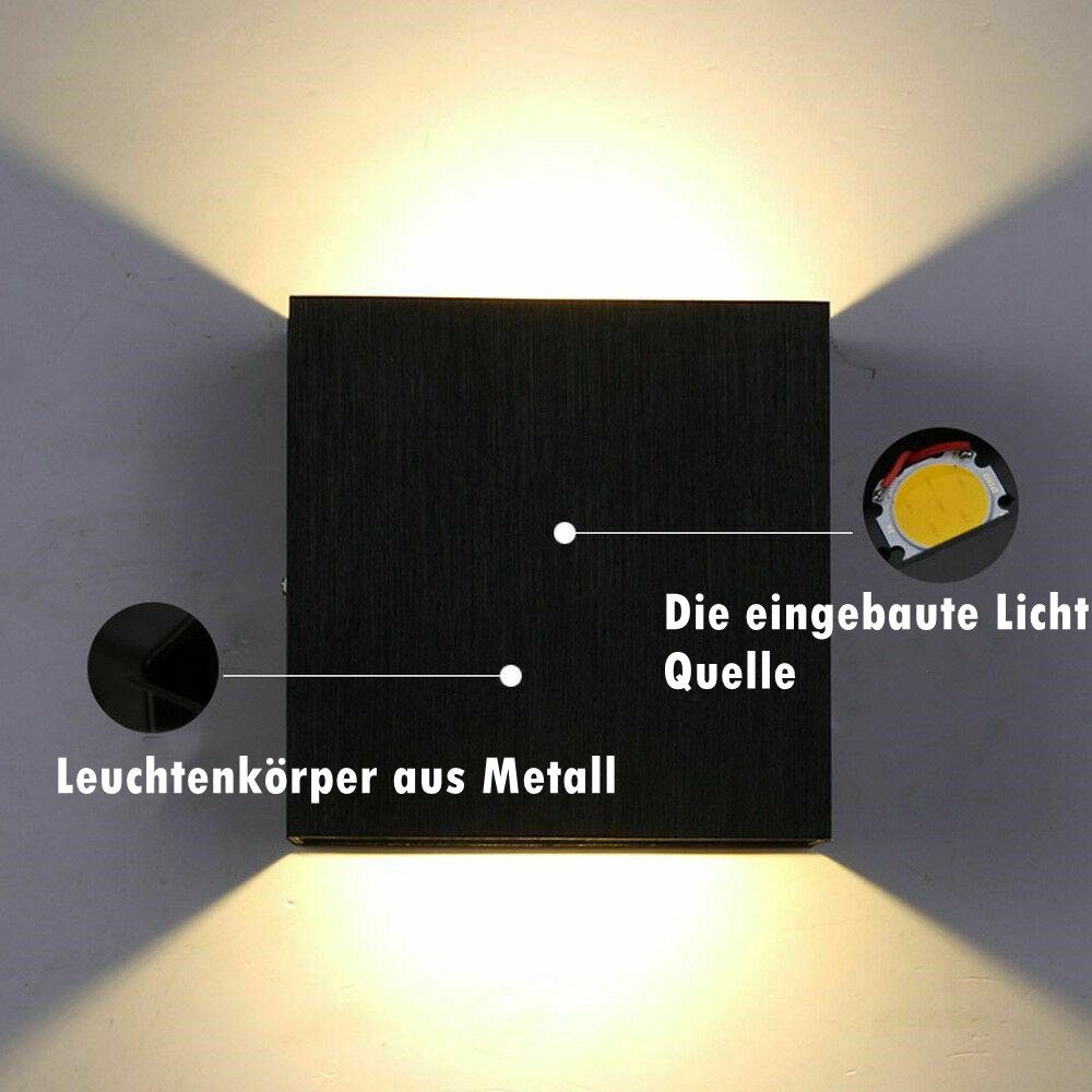 iscooter Wandleuchte 7W Auf ab Einstellbarer, Wandleuchten Schwarz 1 Stück Warmweiß LED & 7W