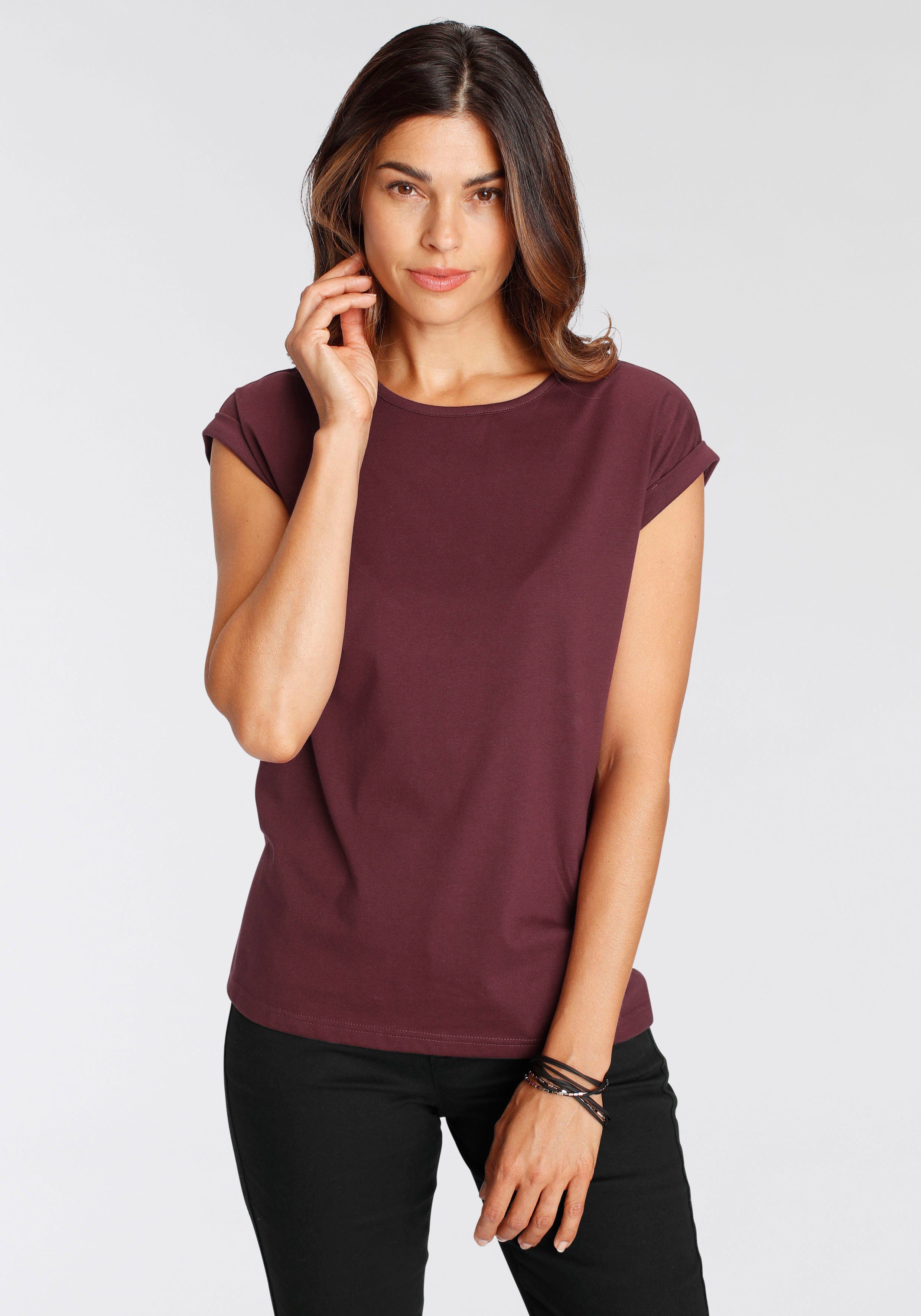 Boysen's T-Shirt (4er-Pack) figurumspielende Passform, Rundhalsausschnitt