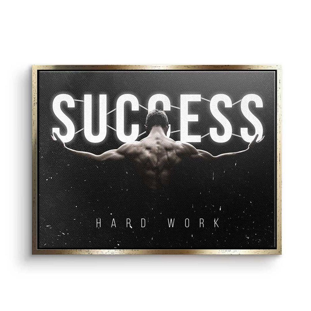 Success Training Leinwandbild, - Premium - DOTCOMCANVAS® - ohne - Rahmen Leinwandbild - Hard Motivation Work