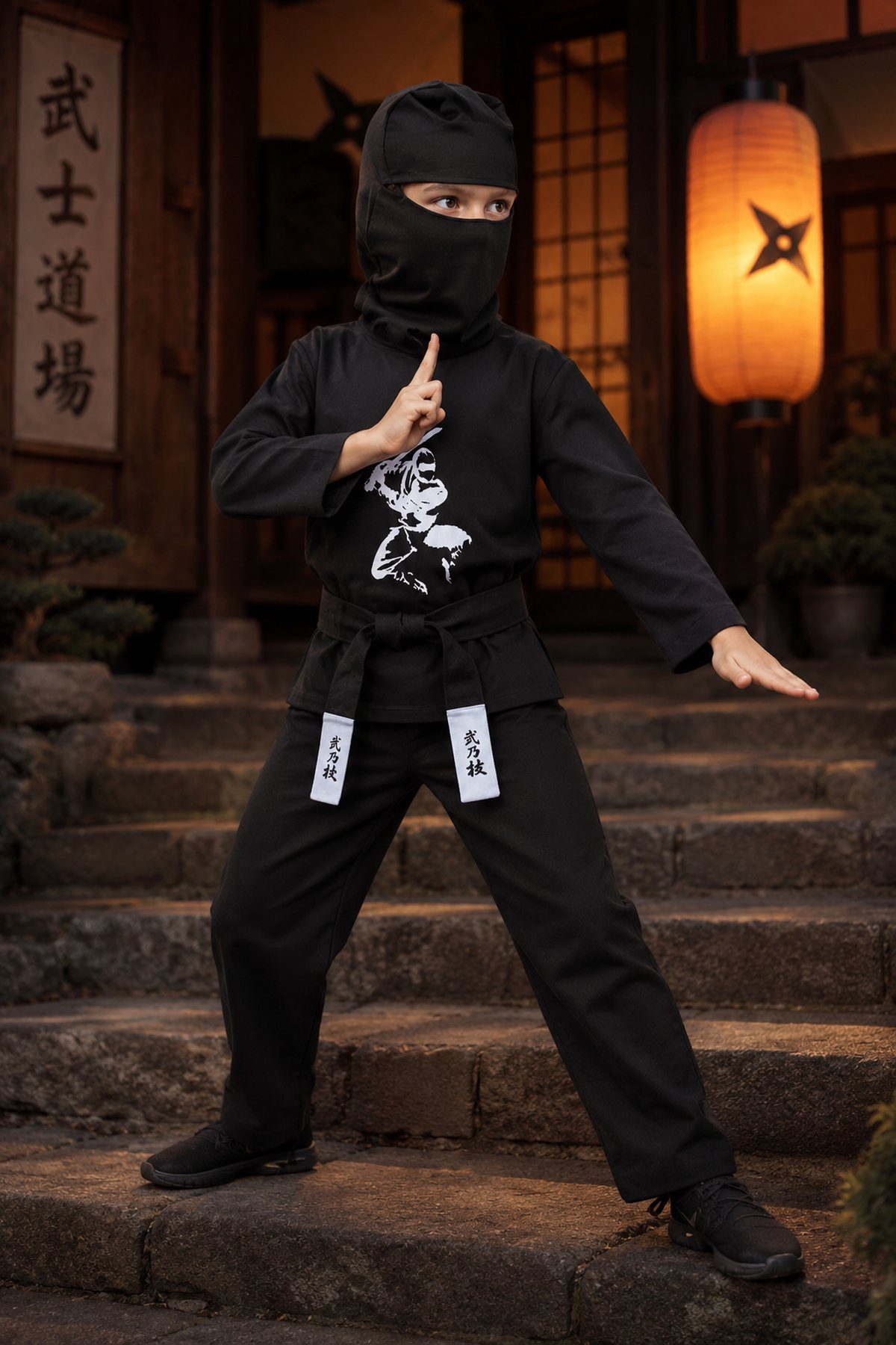 Das Kostümland Kostüm Ninja Kostüm Kinder 4-tlg.  Samurai Verkleidung S