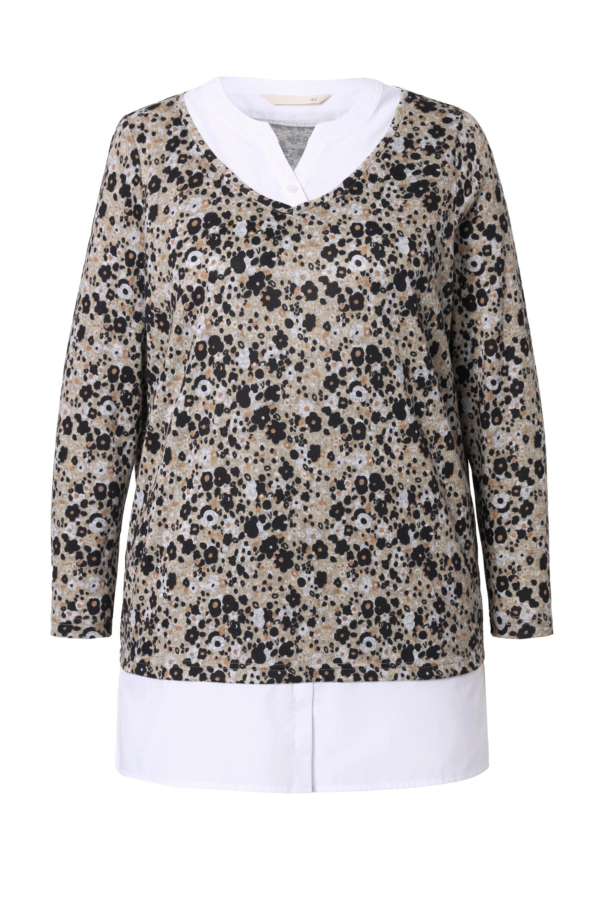 MIAMODA Strickpullover 2-in-1-Pullover A-Linie floraler Feinstrick günstig online kaufen