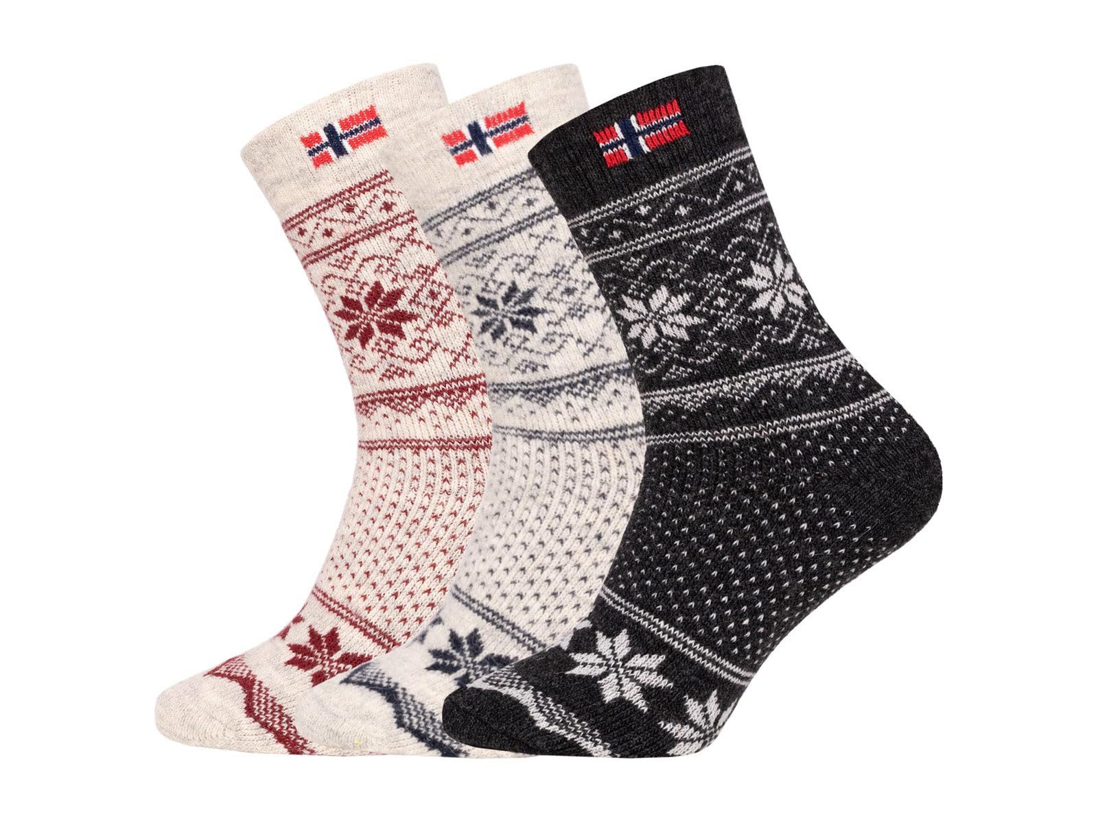 HomeOfSocks Norwegersocken 80% Wollsocken Norwegen Flagge & Norweger Design Dicke Socken Hyggelig Warm 80% Wolle Norwegischem Design