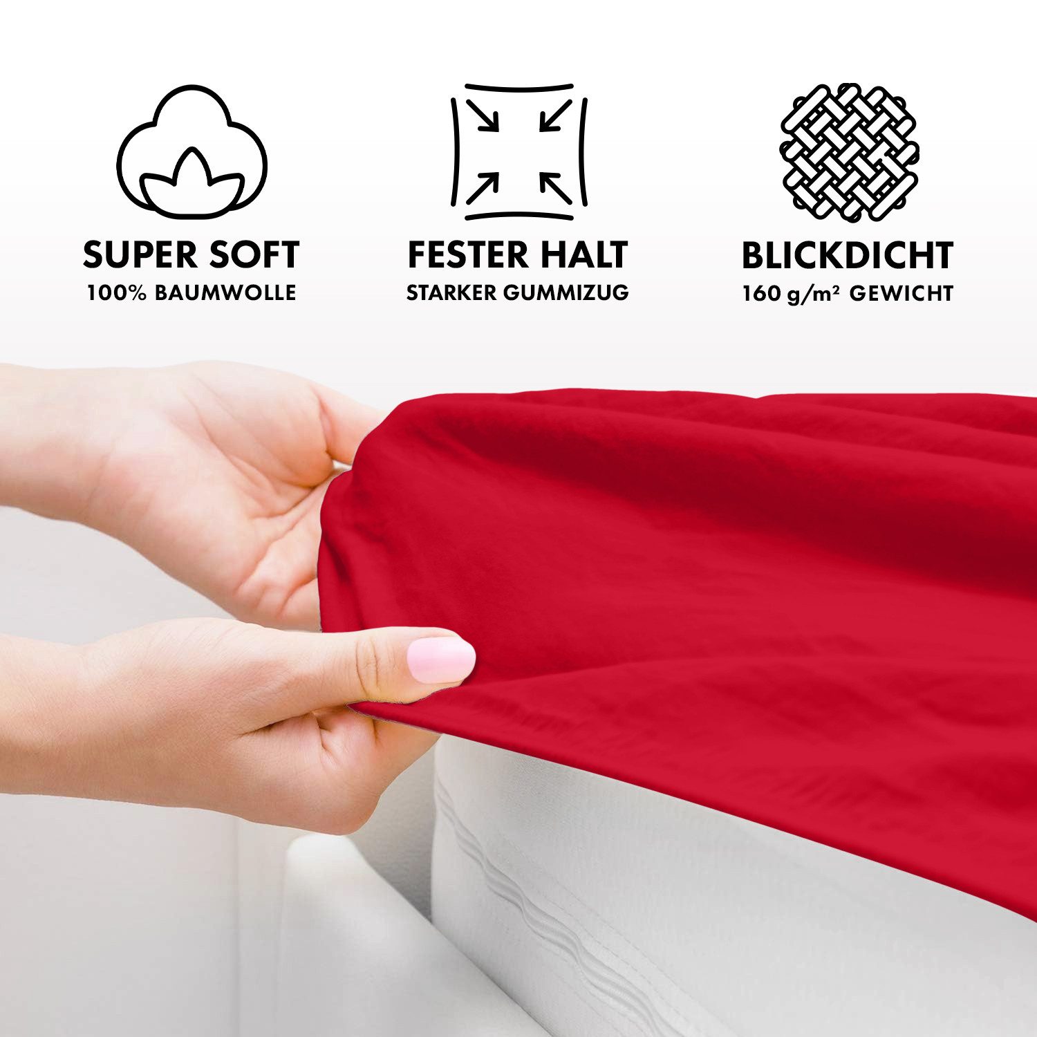 Jacobson Spannbettlaken BOXSPRING & ÜBERLÄNGE aus 100% Baumwolle, für hohe & lange Matratzen, Jersey Bettlaken 160 g/m²