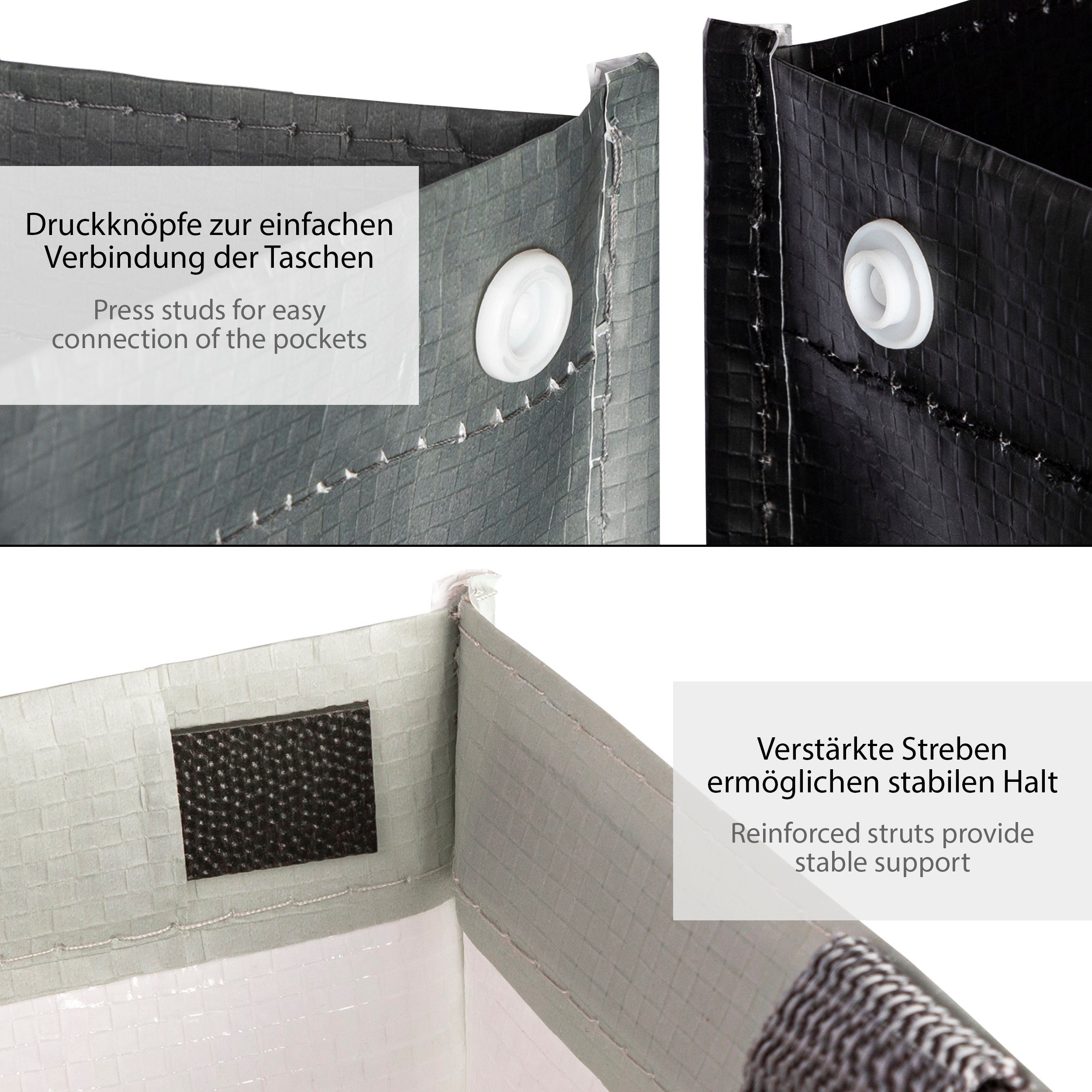 ONVAYA Mülltrennsystem 3fach, Abfalltrennsystem aus Taschen, Papier, Plastik und Glas