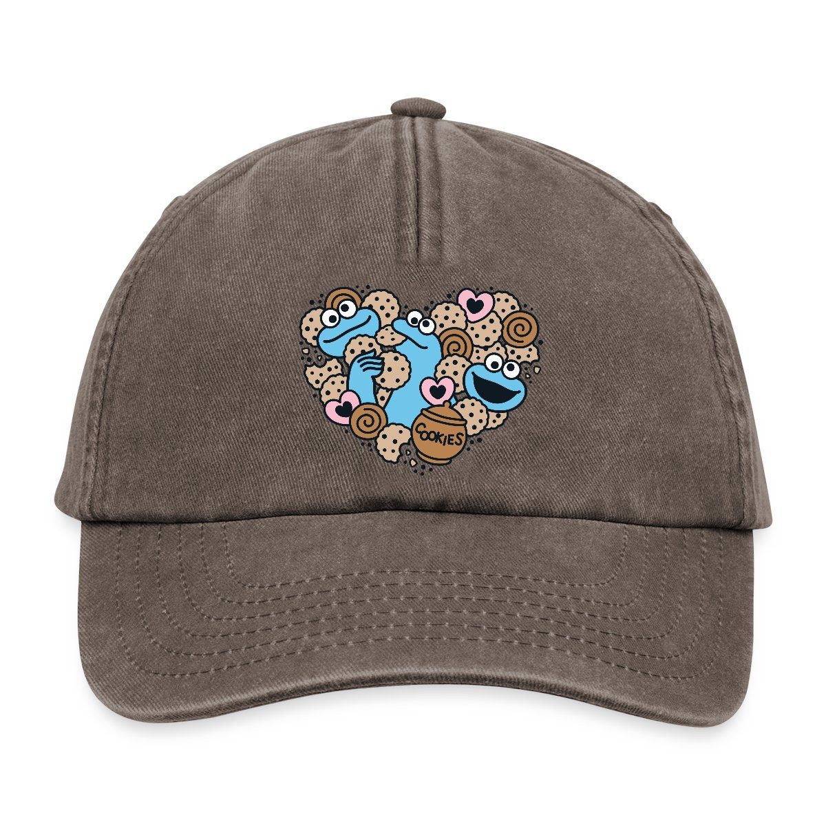 Spreadshirt Baseball Cap Sesamstraße Herz Mit Krümelmonster Vintage Cap (1-St)