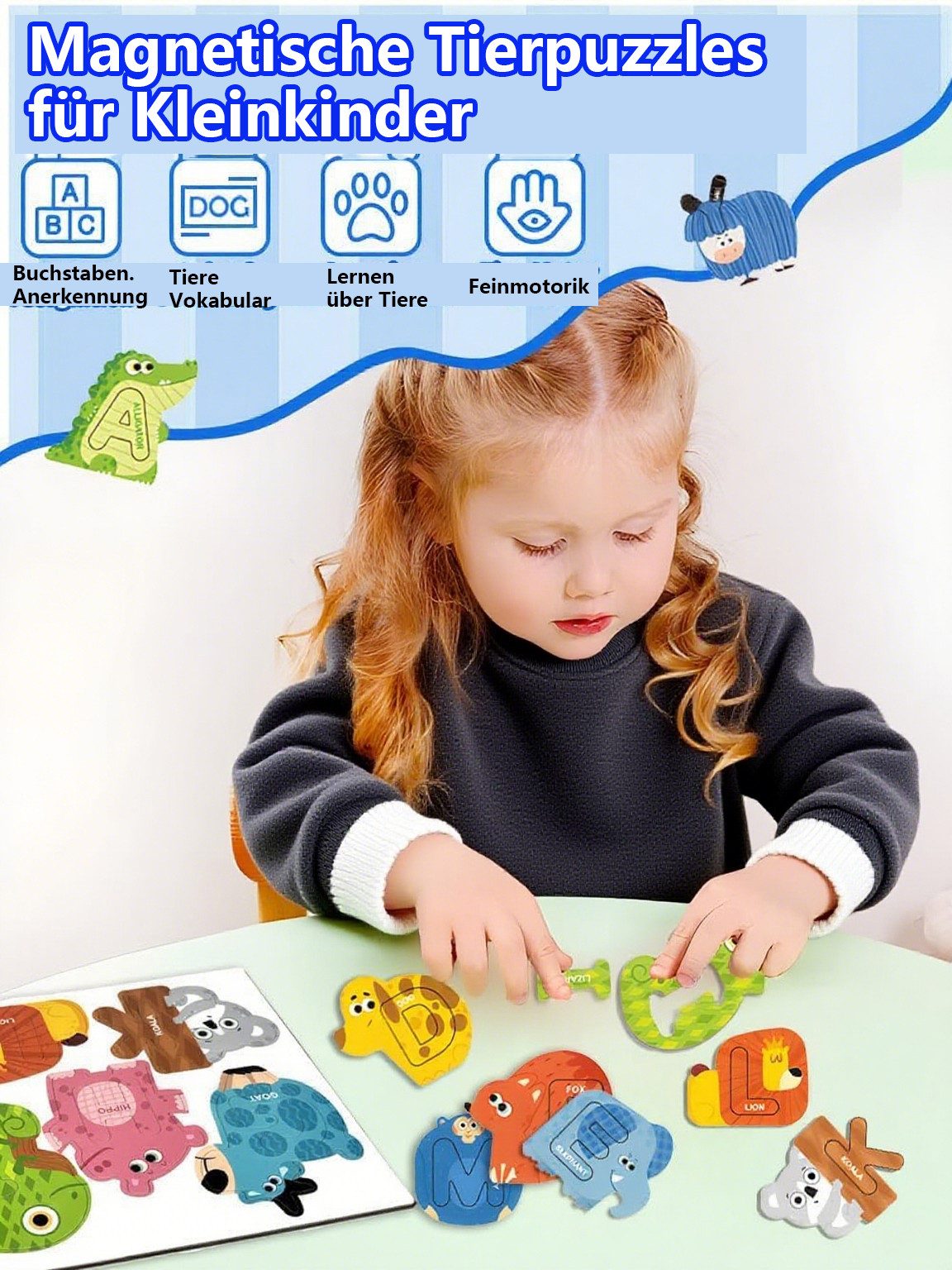 CLTYQ Lernspielzeug Animals Shape Alphabet Magnets Puzzle,Magnetspiel, Alph günstig online kaufen