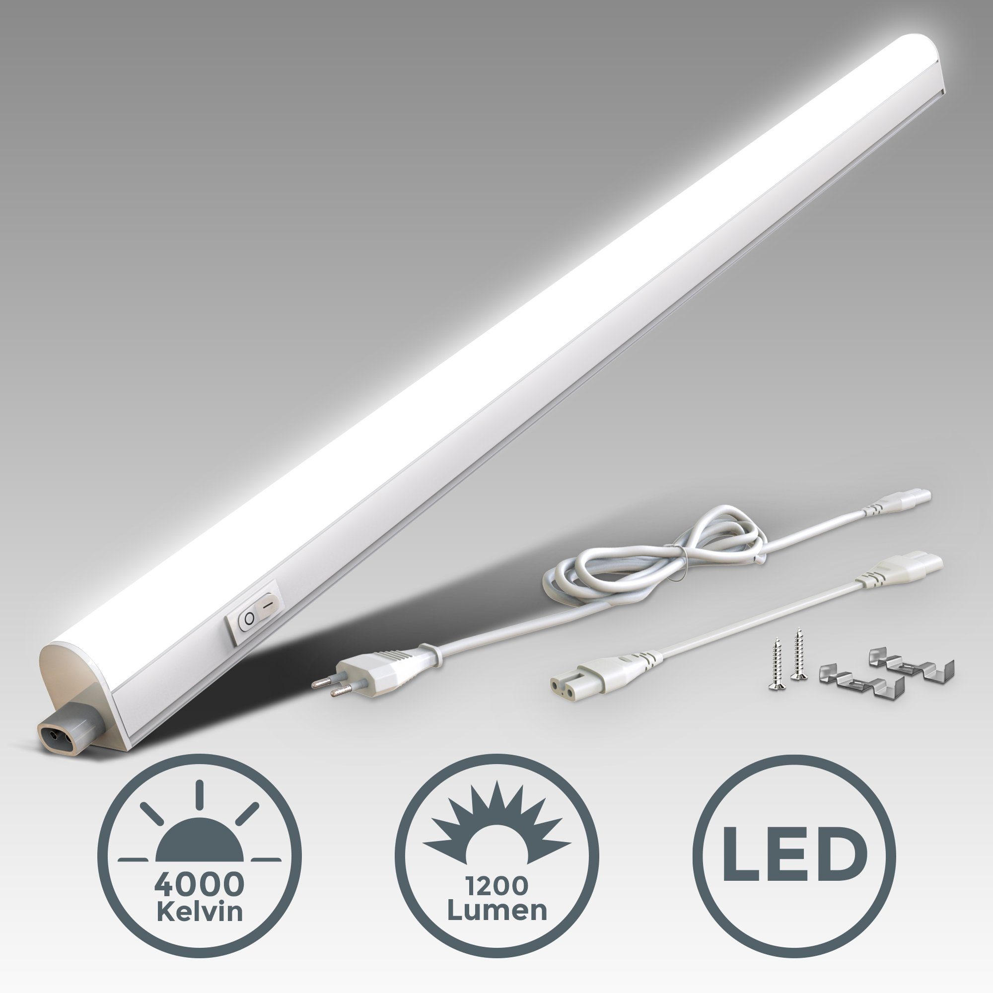 87.3cm, Licht, Unterbauleuchte, integriert, 15W, Lichtleiste LED BK_UL1227 Neutralweißes erweiterbar durch B.K.Licht Stecksystem Unterschrankleuchte 4.000K Lm, fest Neutralweiß, 1.200 LED