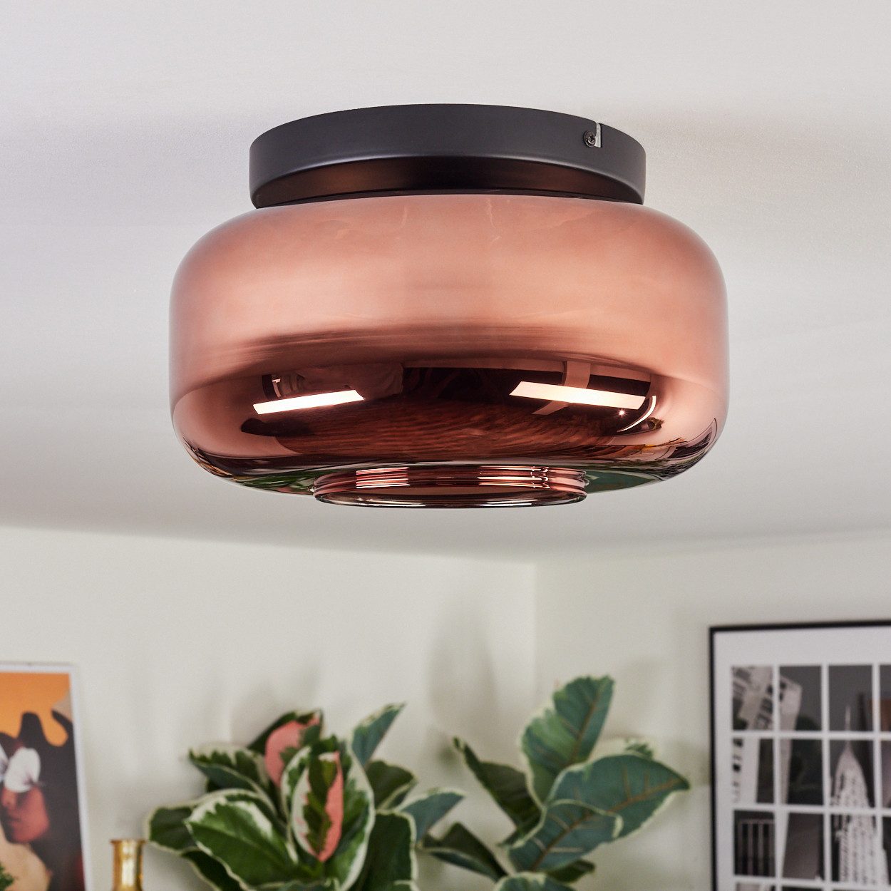 hofstein Deckenleuchte 1-flammige Deckenlampe aus Metall/Glas günstig online kaufen
