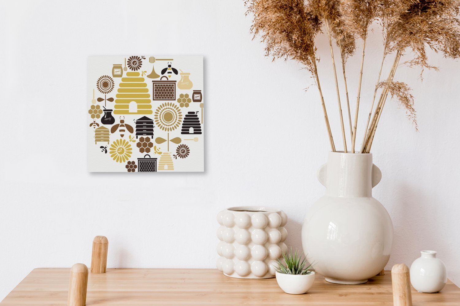 OneMillionCanvasses® Leinwandbild Eine Leinwand St), Wohnzimmer der von Bilder Bienen, Illustration für Schlafzimmer (1 Piktogramme