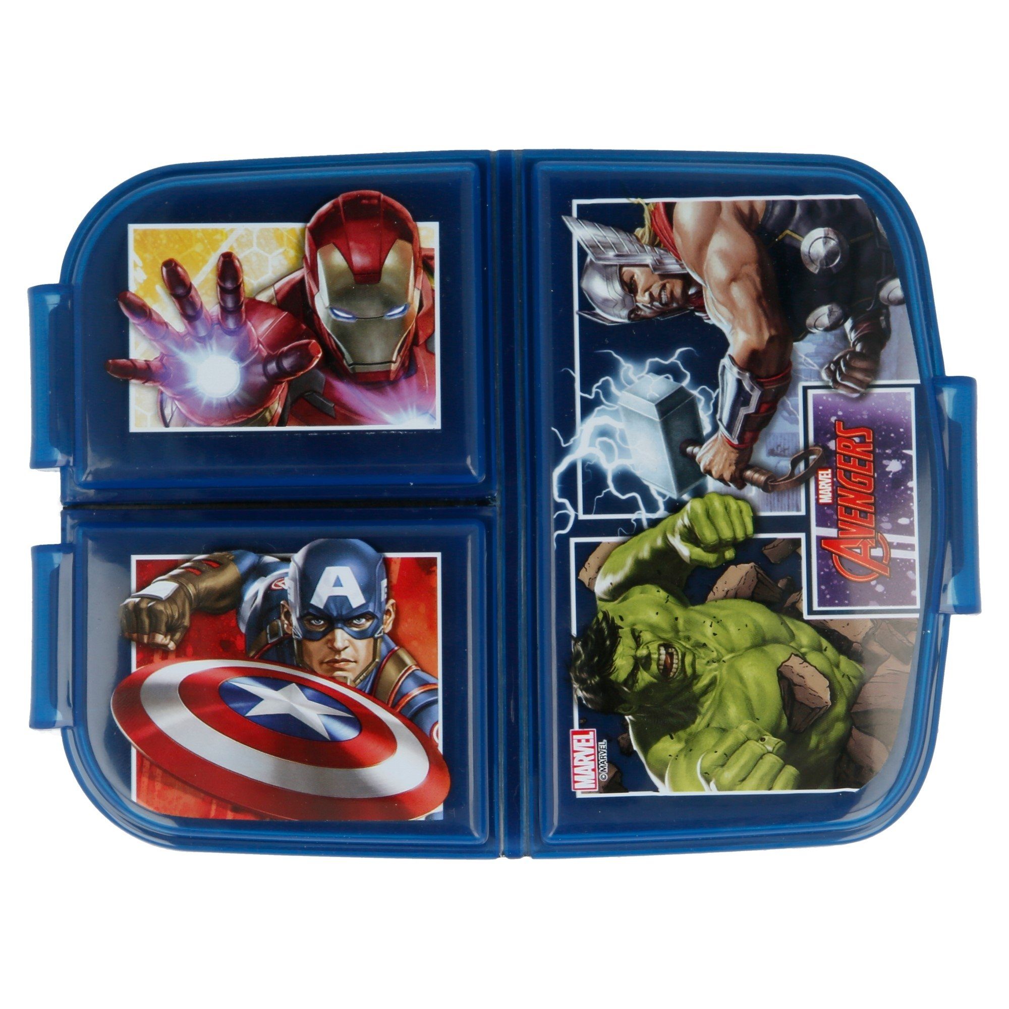 Alu-Trinkflasche Marvel Kammern 3 Kinder Lunchbox 4 Avengers (4-tlg), Set, teiliges Besteck Brotdose MARVEL