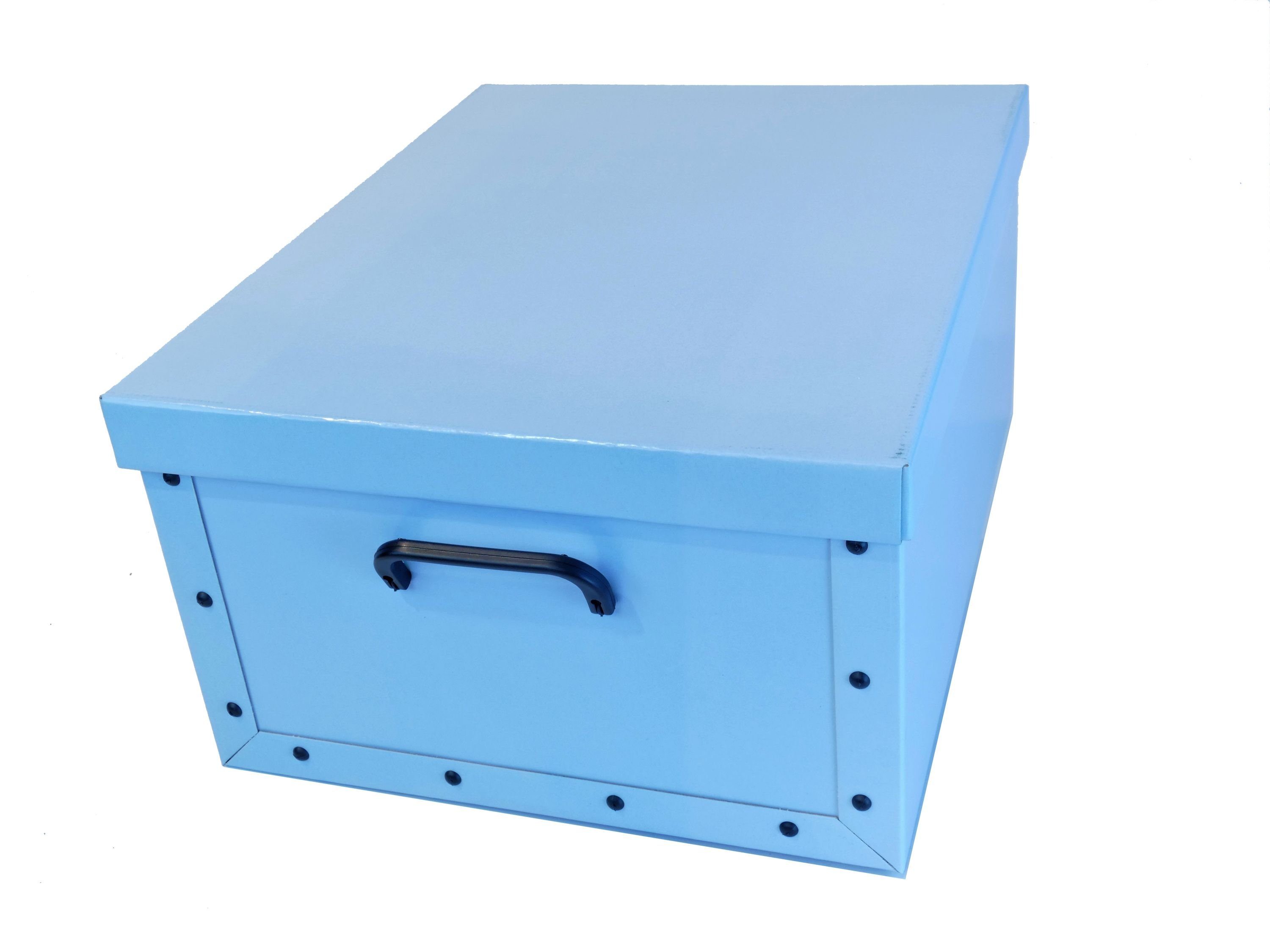 Dekokorb Ordnungsboxen Deko Karton 2er Set Box Clip Hellblau Aufbewahrungskorb